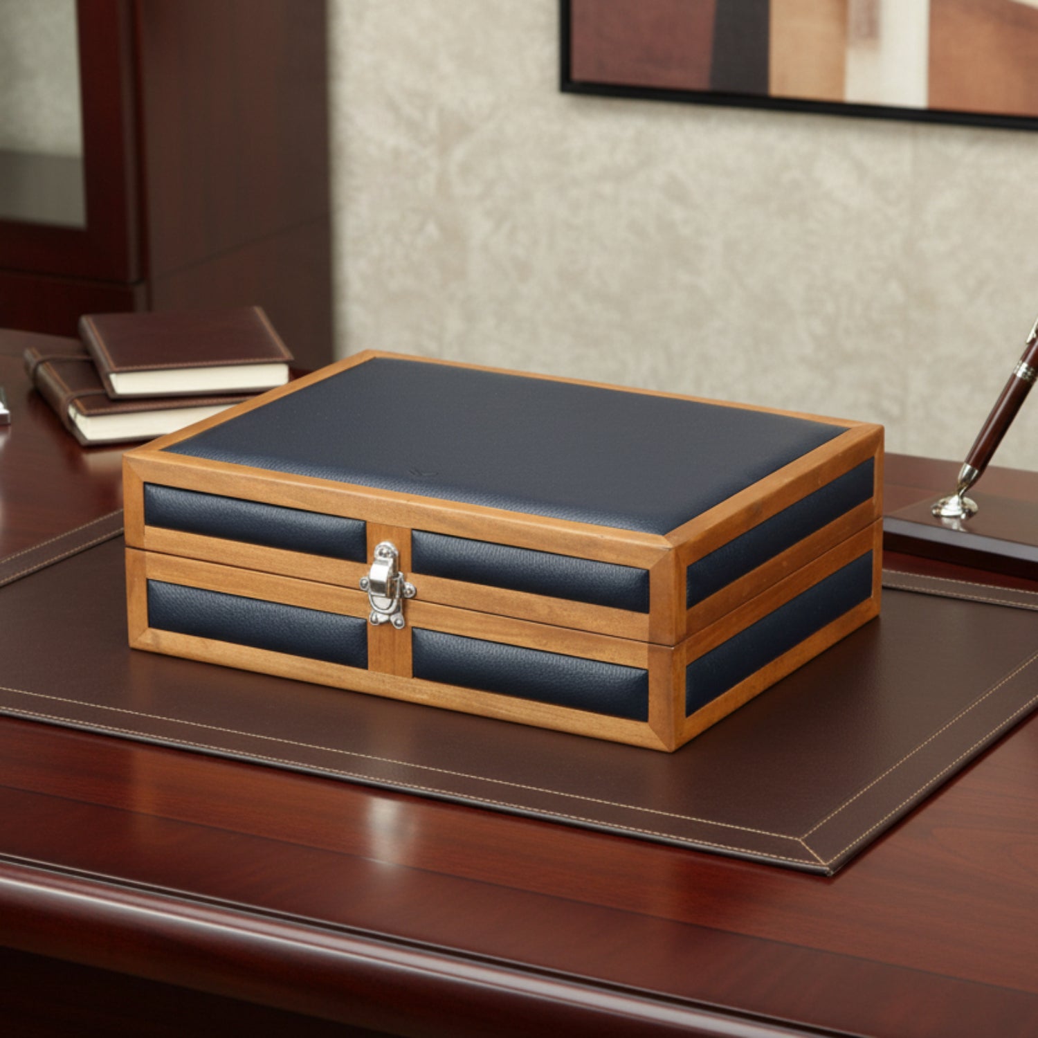 Heritage Wooden Watch Box for 10 / D. Blue
