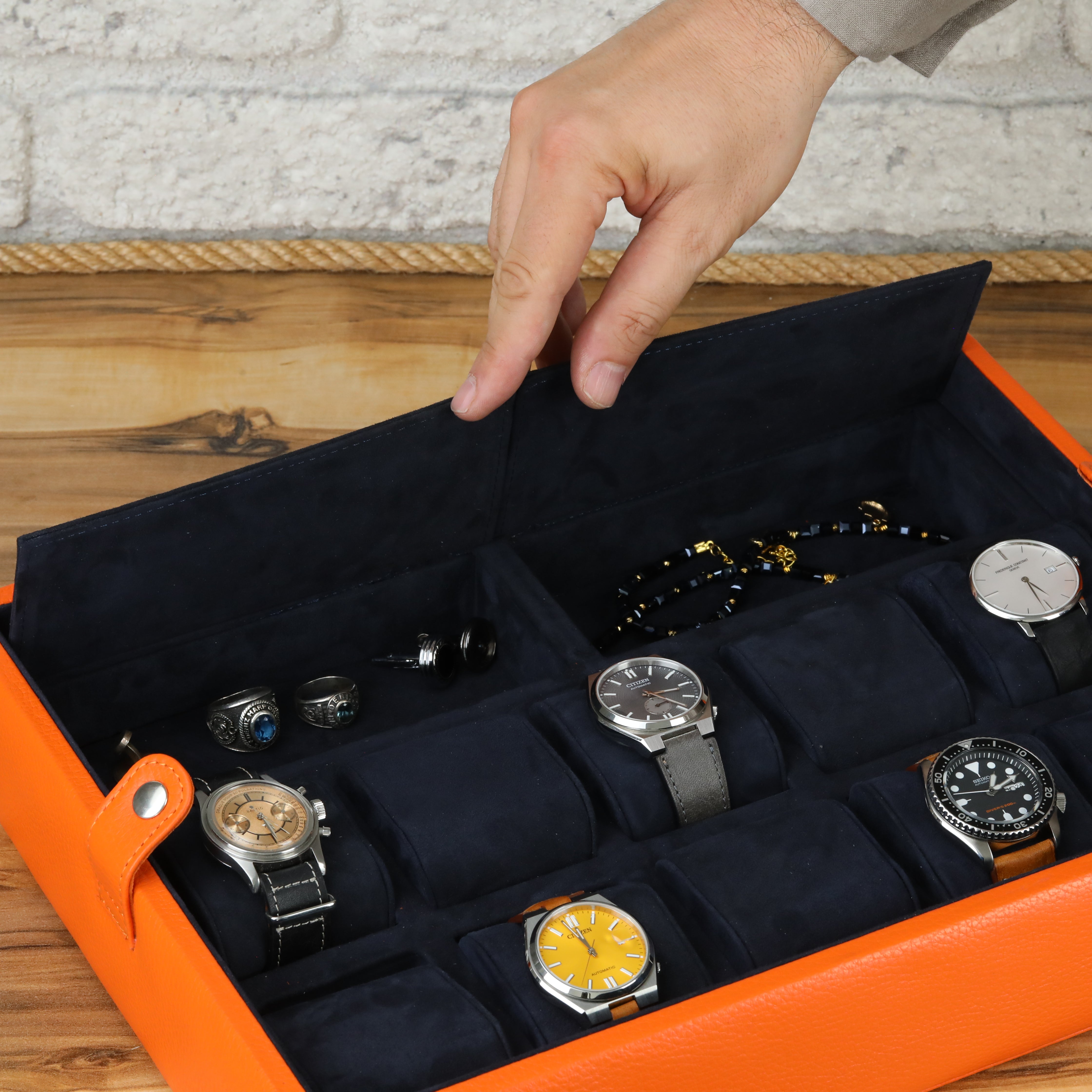 Leather Watch Box for 10 / Orange