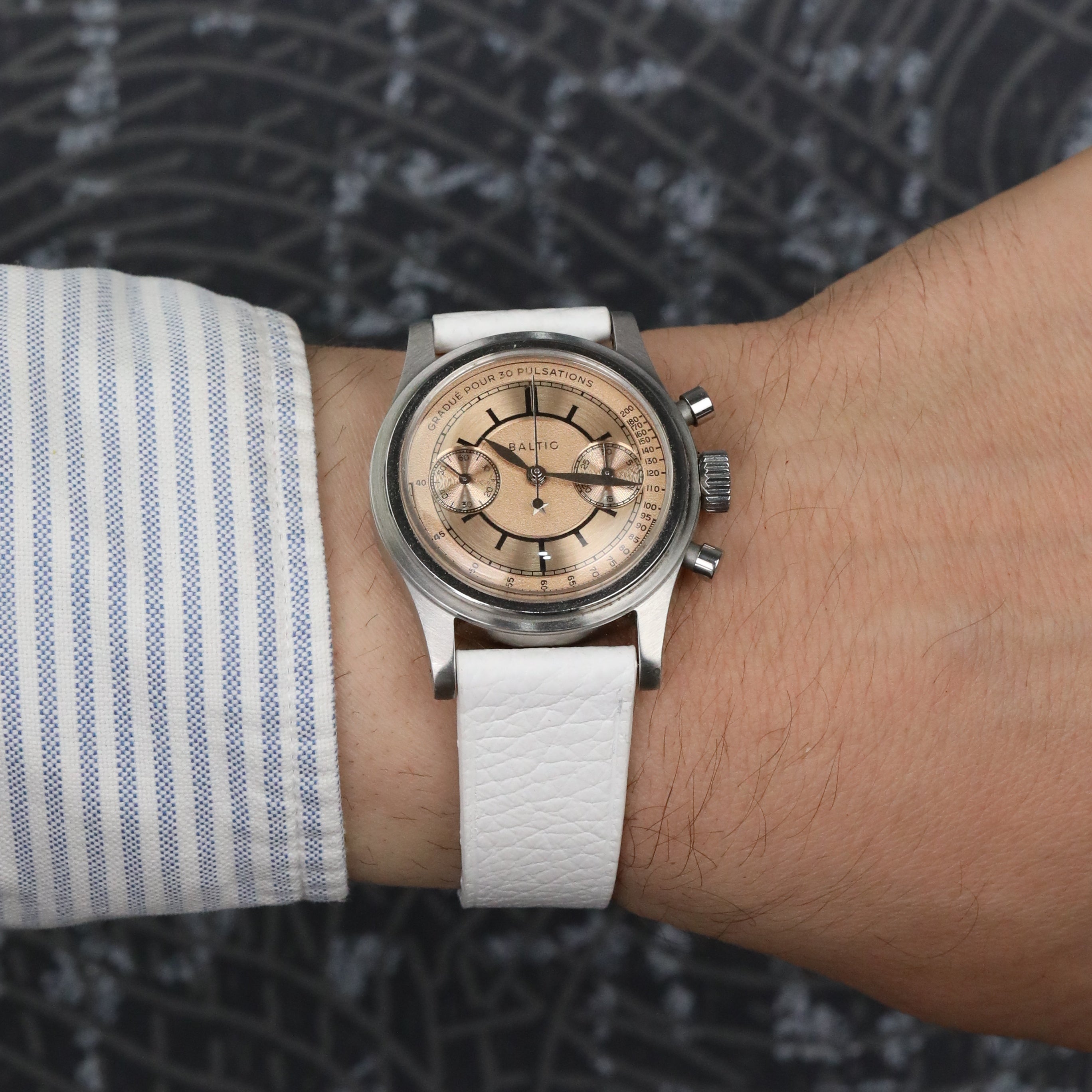 Embossed Leather Strap - White