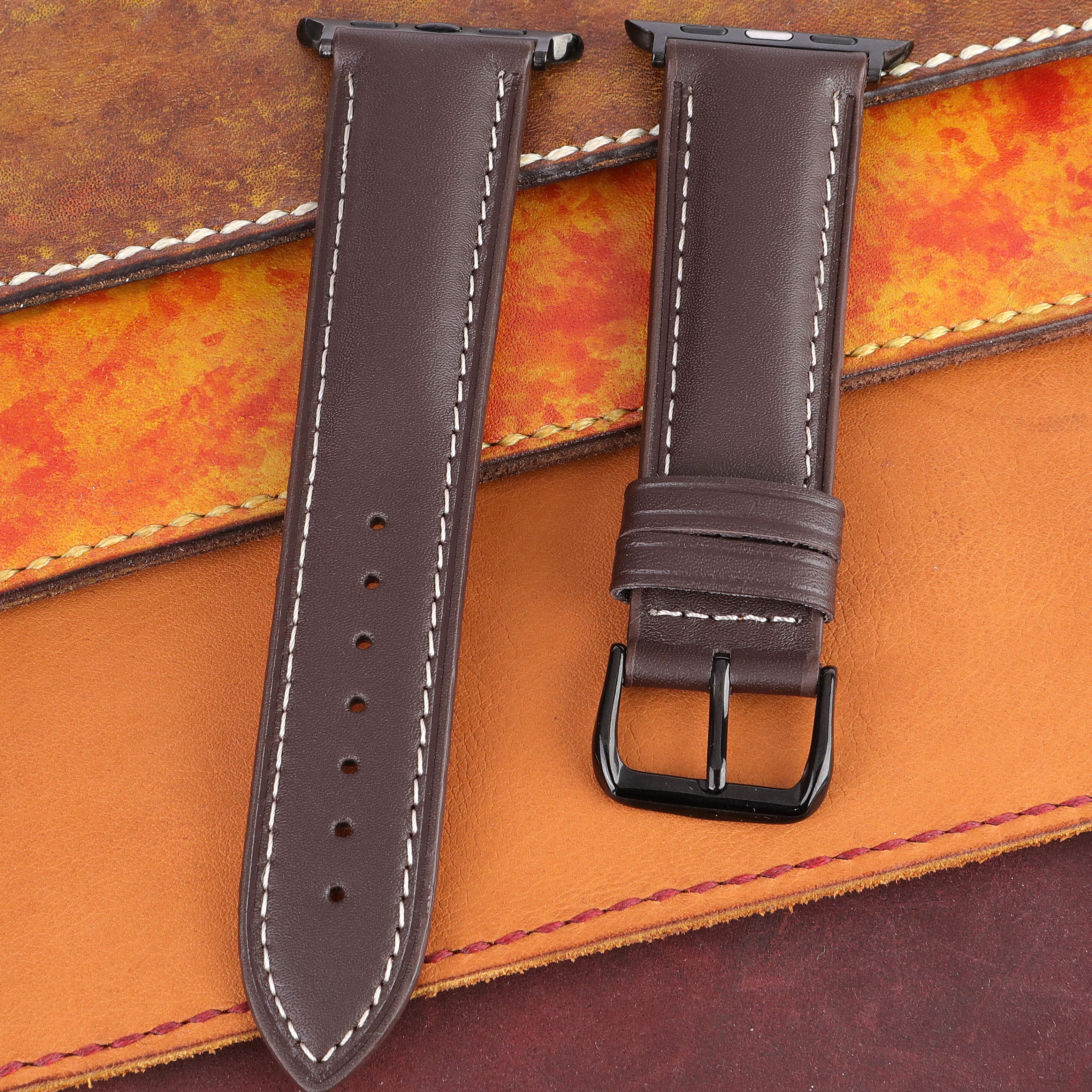 Apple Watch Compatible Leather Strap - Brown