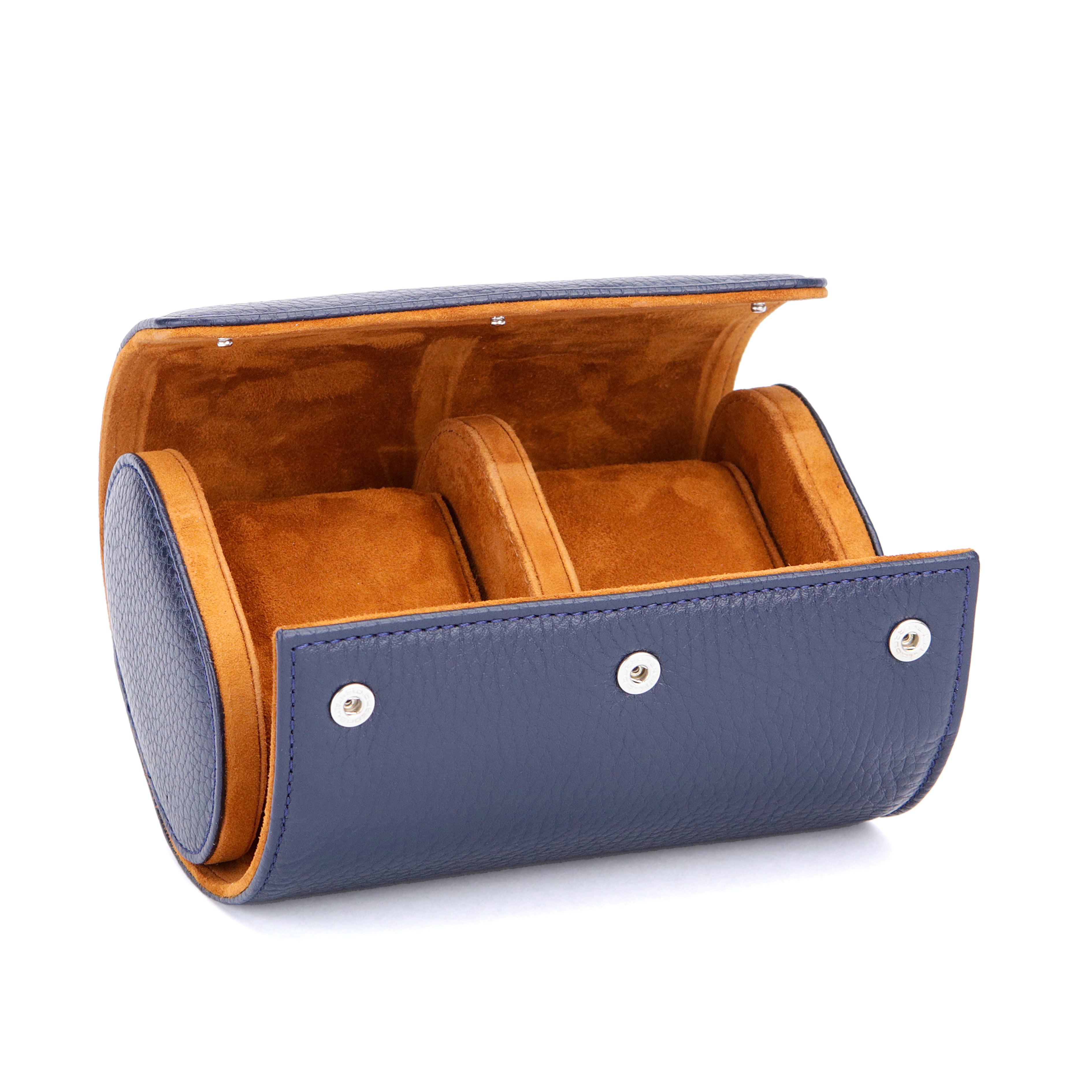 Lusse Leather Watch Roll for 2 - D. Blue