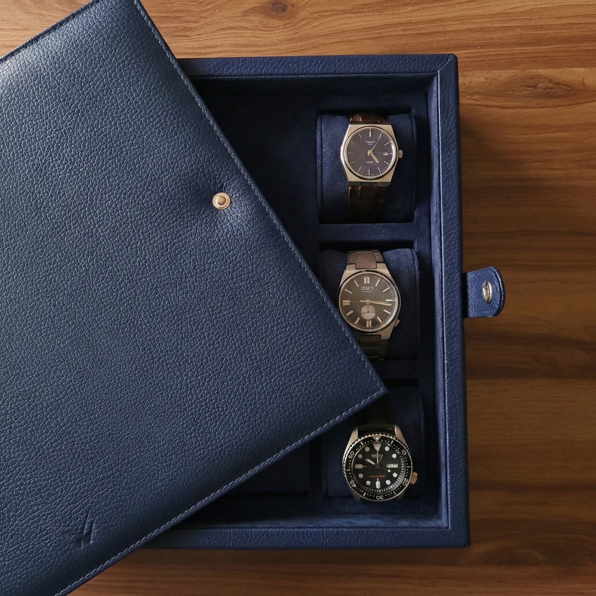 Leather Watch Box for 12 / D. Blue