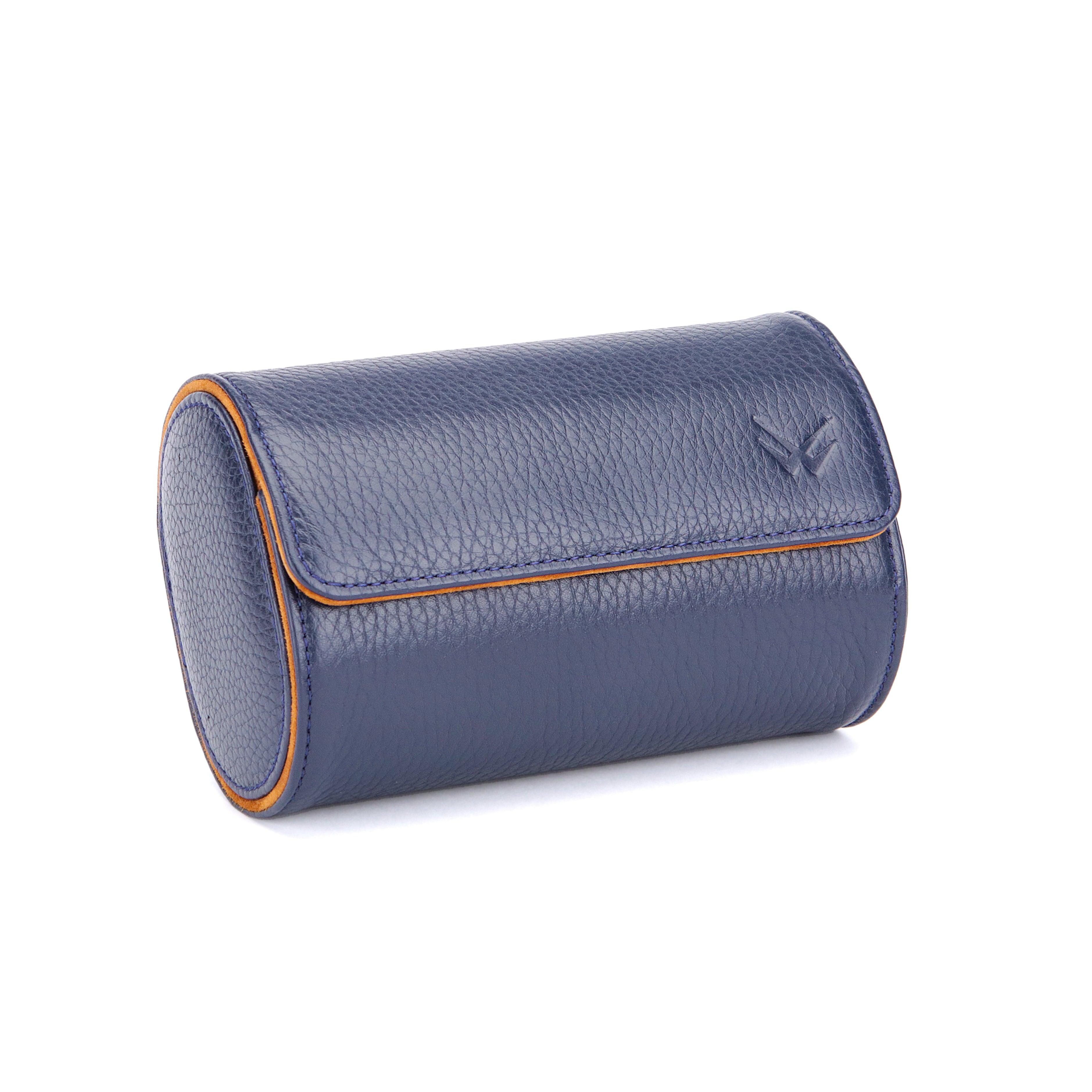 Lusse Leather Watch Roll for 2 - D. Blue