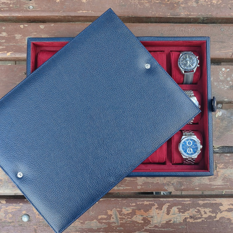 Garde-Temps Leather Watch Box for 15 / Dark Blue