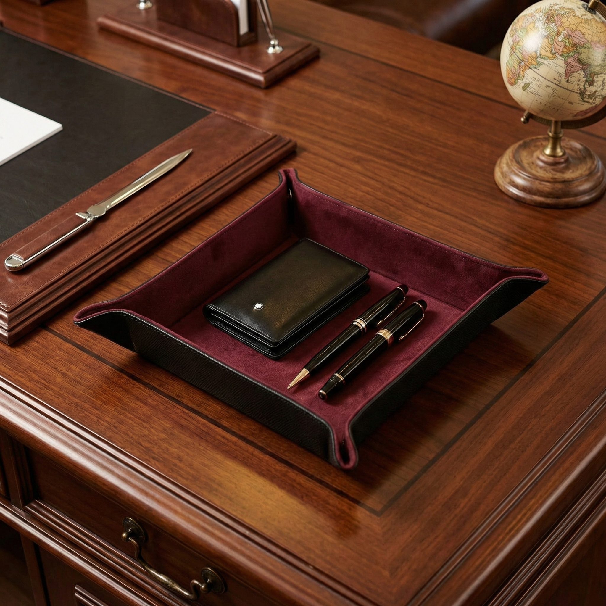 Octavia Leather Vallet Organizer - Black / Burgundy