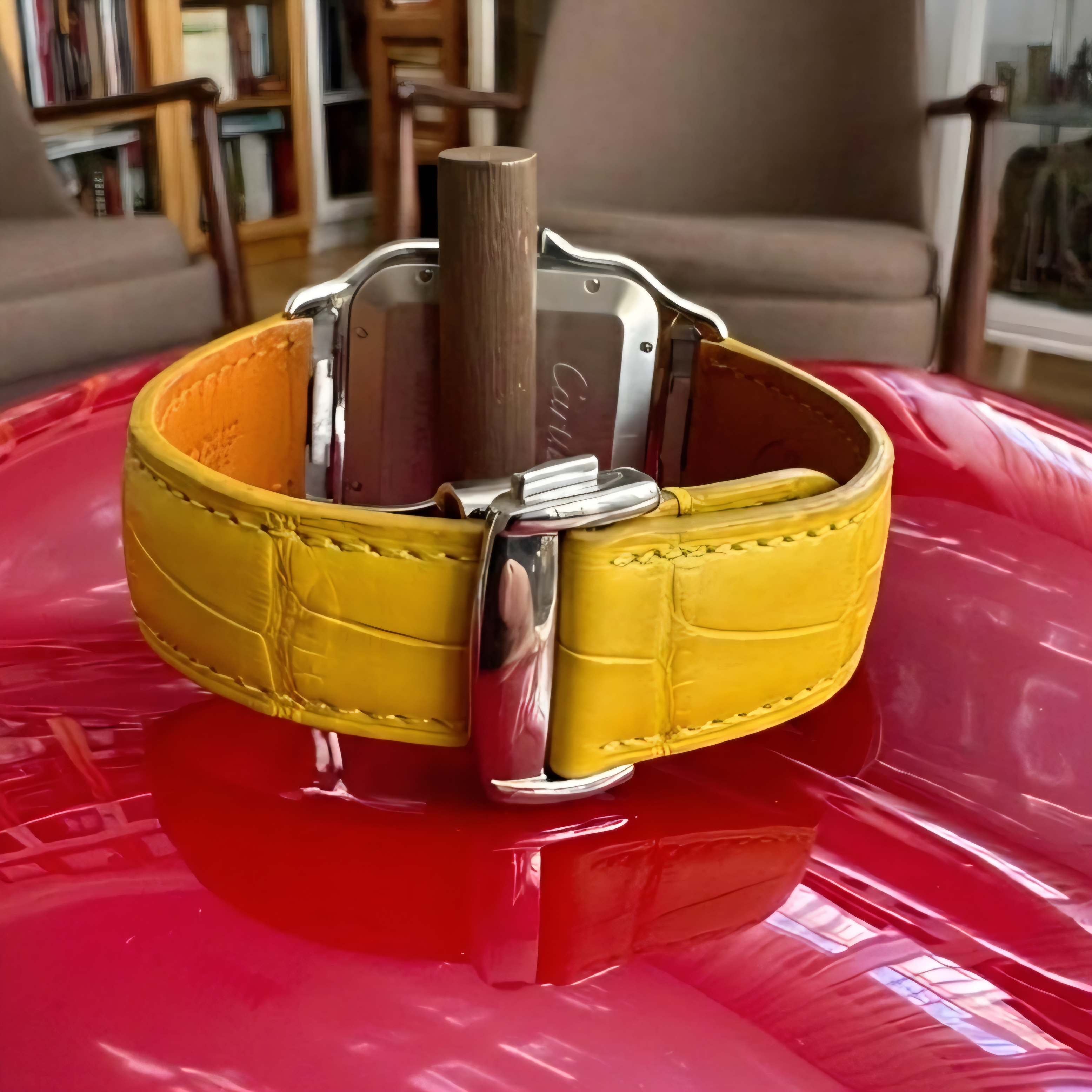 Cartier Santos Compatible Gen Croc. Leather Watch Strap