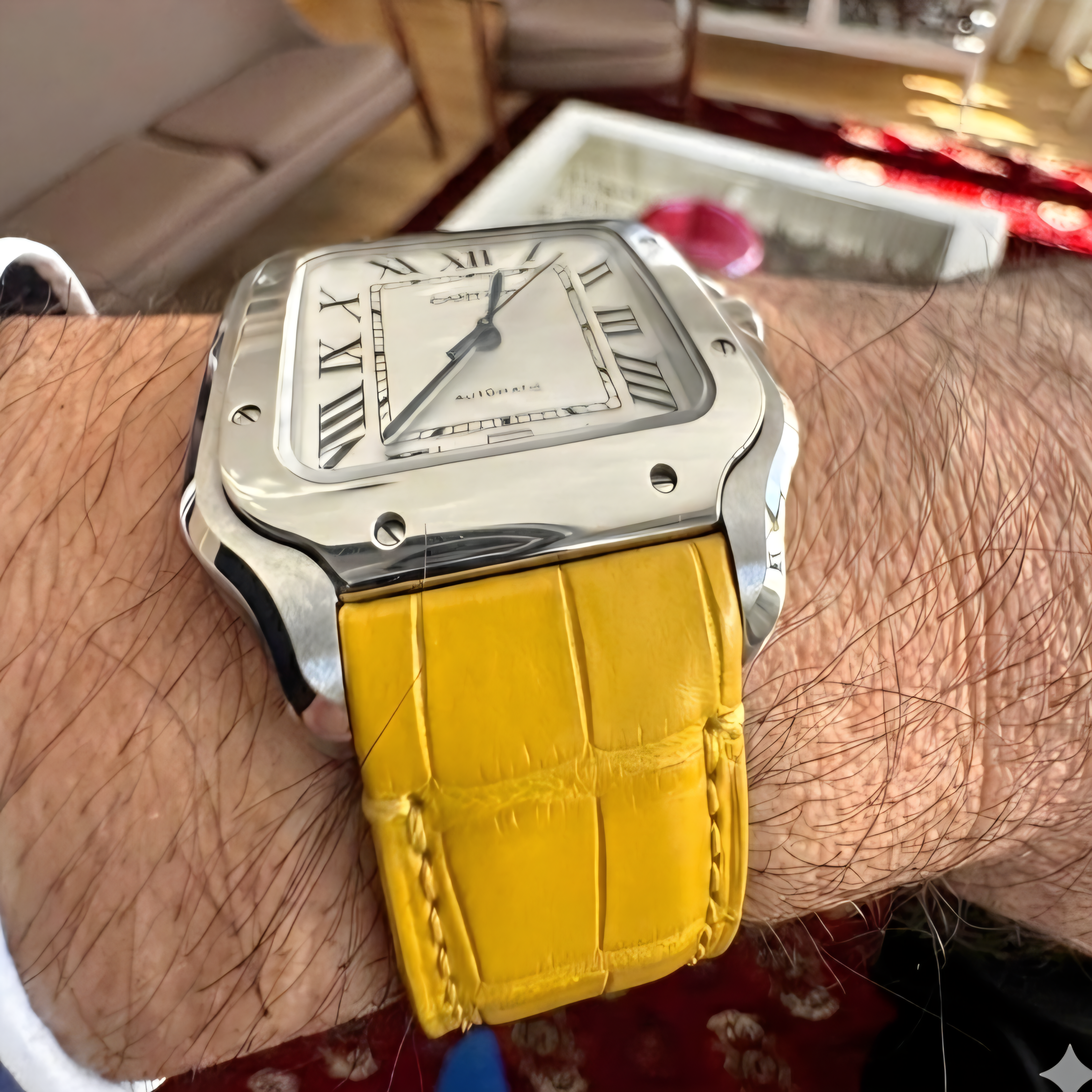 Cartier Santos Compatible Gen Croc. Leather Watch Strap