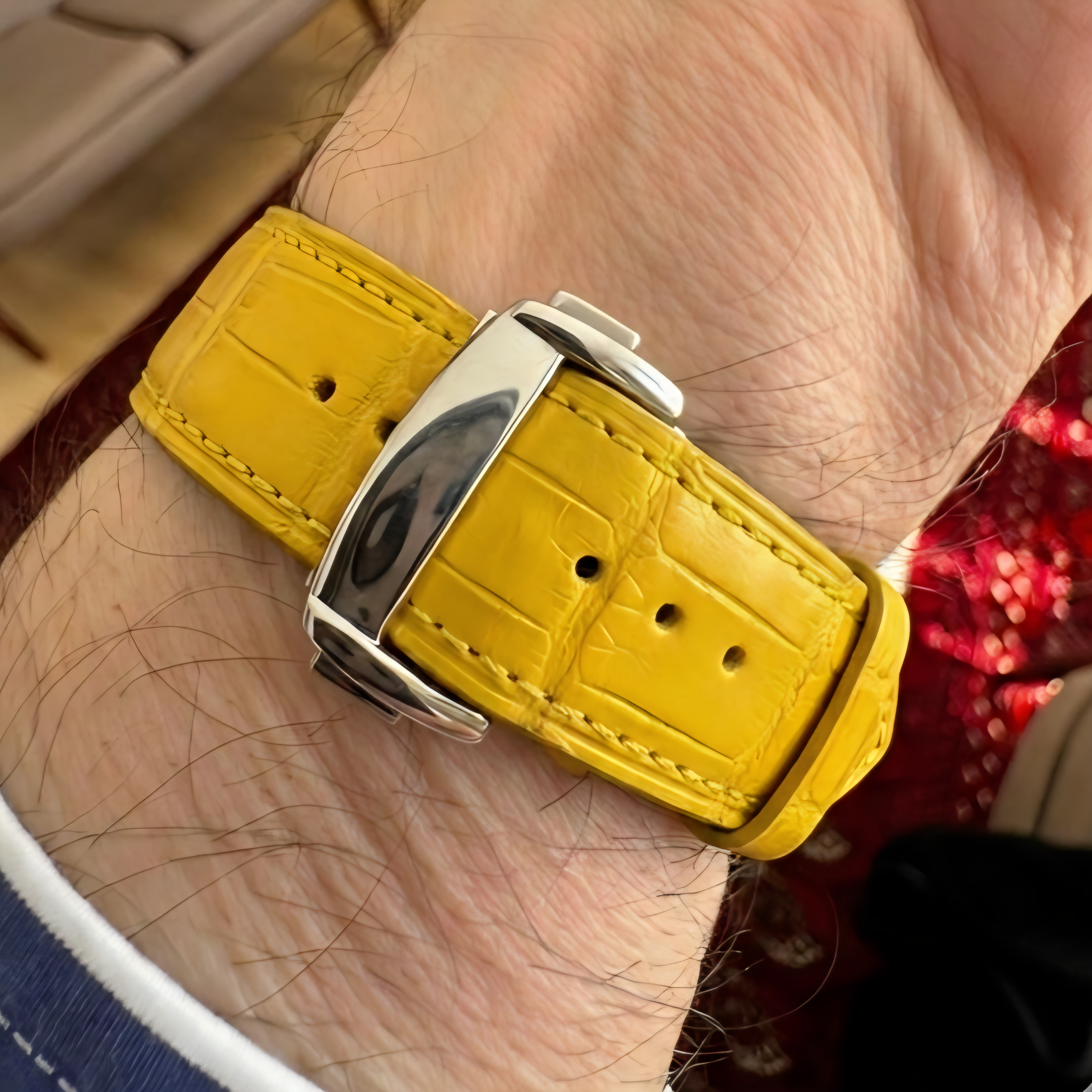Cartier Santos Compatible Gen Croc. Leather Watch Strap