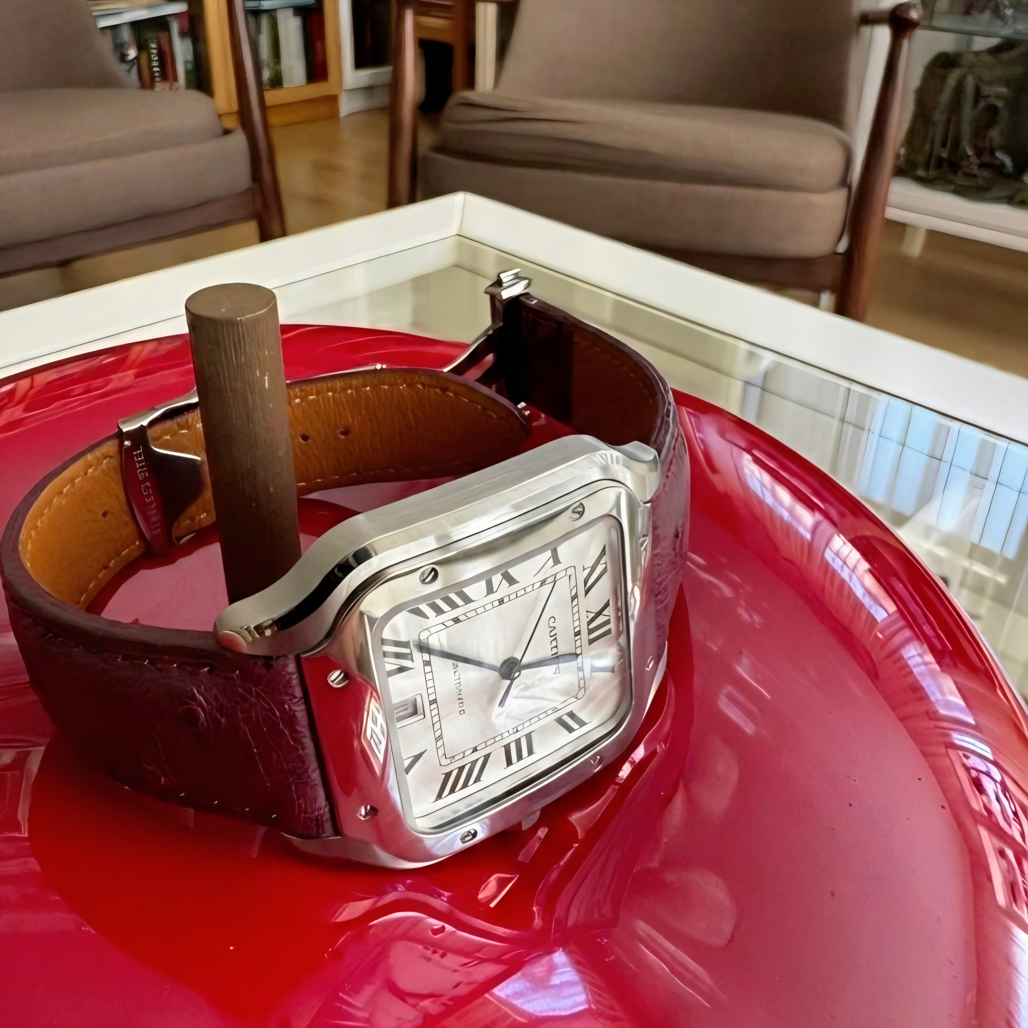 Cartier Santos Compatible Ostrich Leather Watch Strap