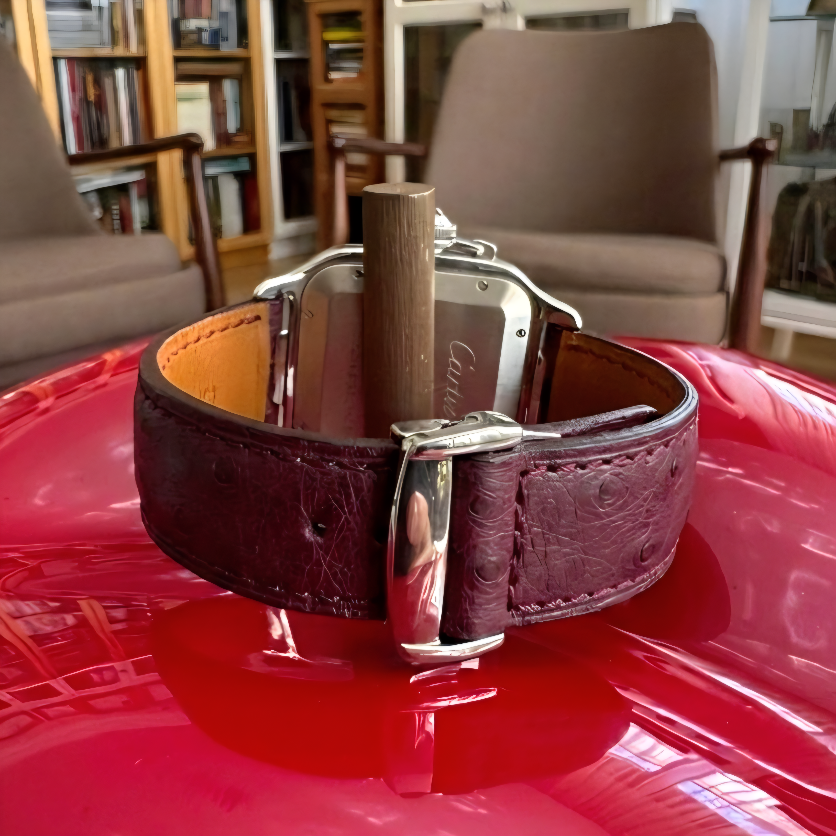 Cartier Santos Compatible Ostrich Leather Watch Strap