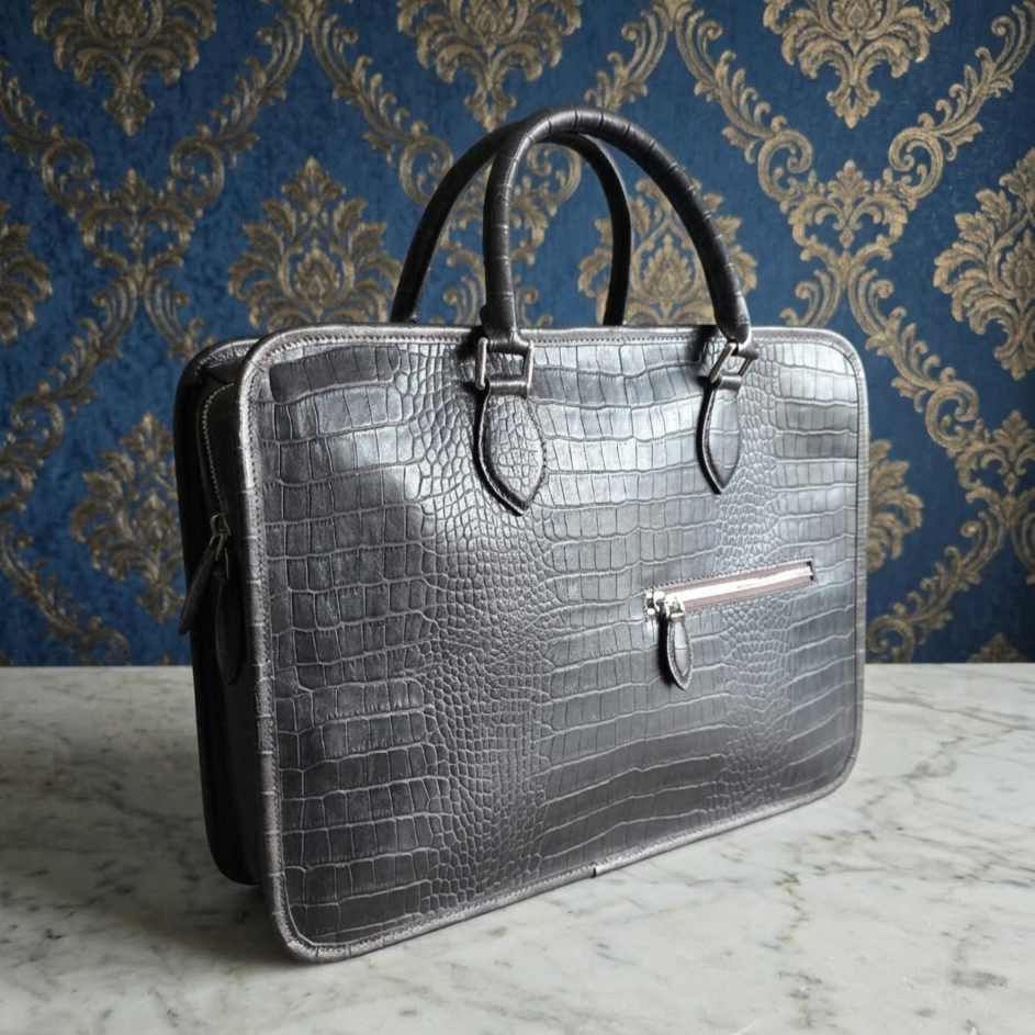Leather Laptop Bag - Dark Brown