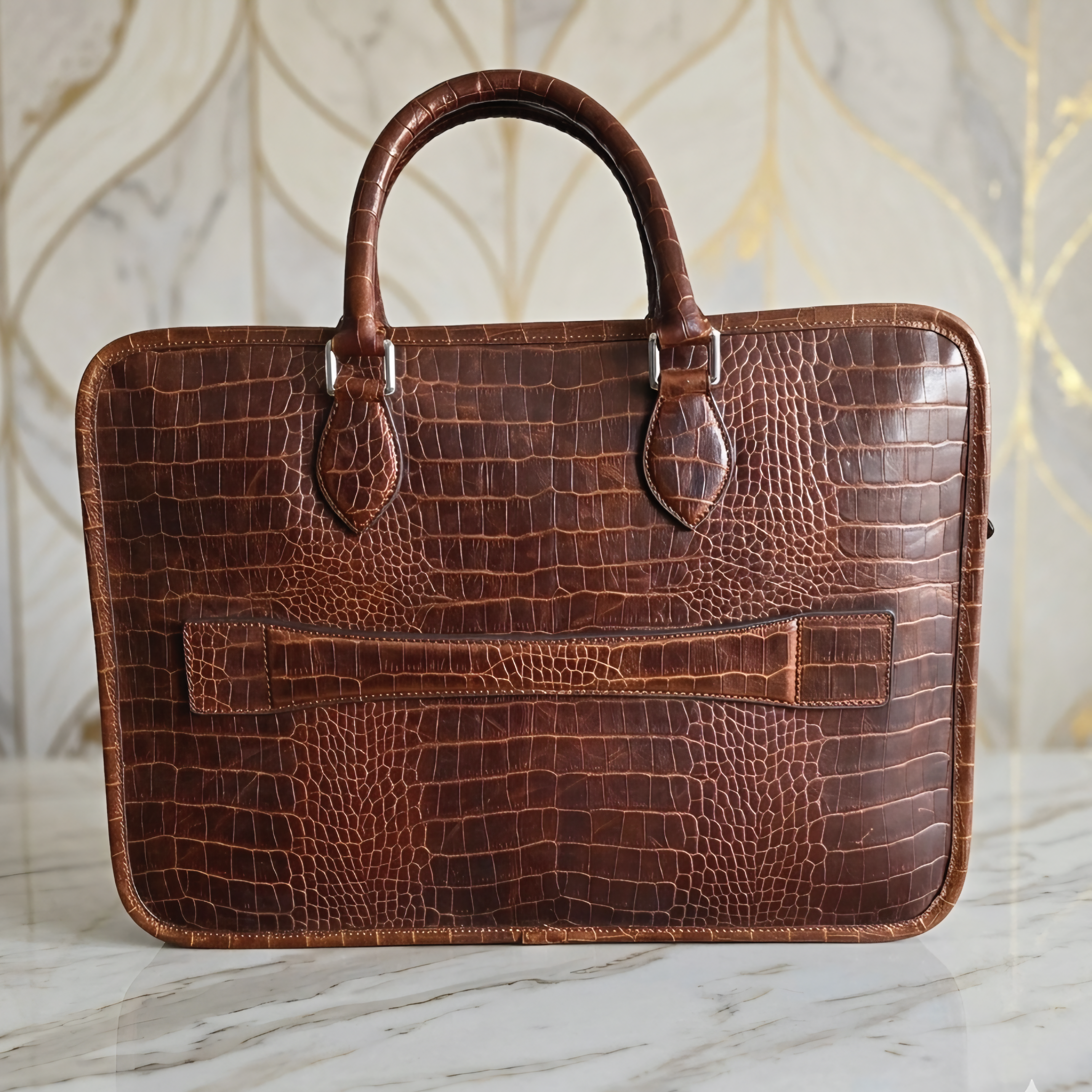 Leather Laptop Bag - Dark Brown