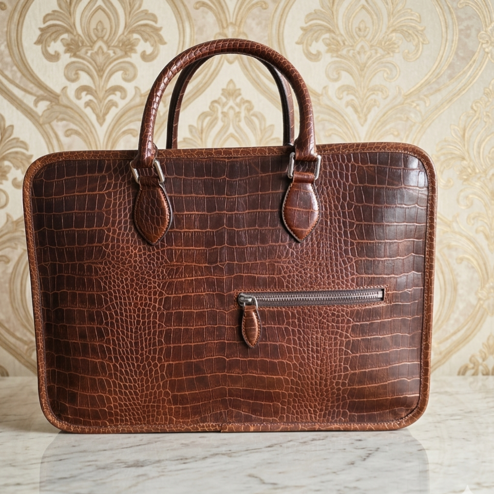 Leather Laptop Bag - Dark Brown