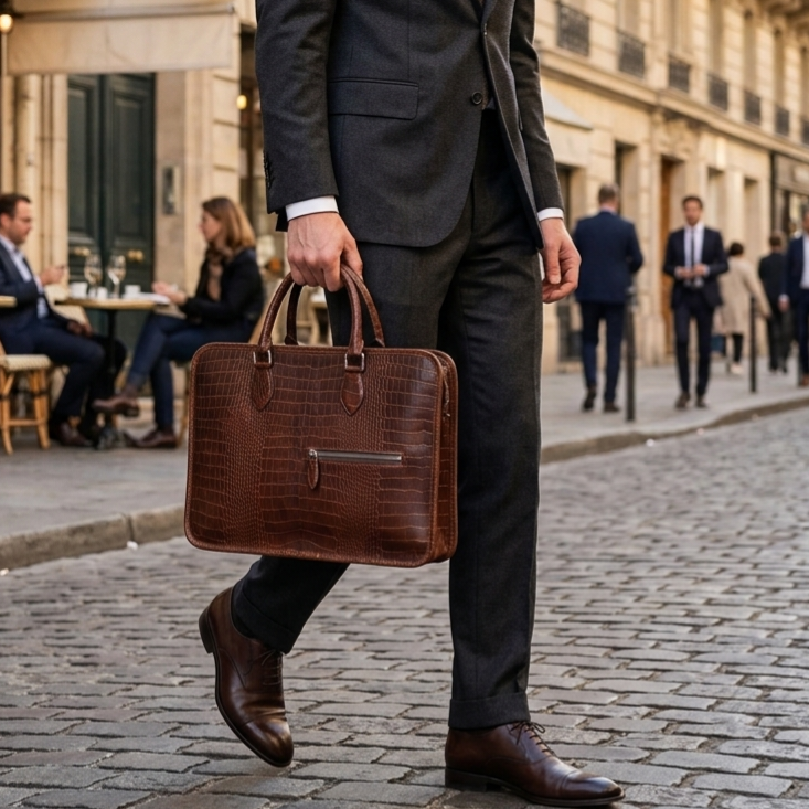 Leather Laptop Bag - Dark Brown