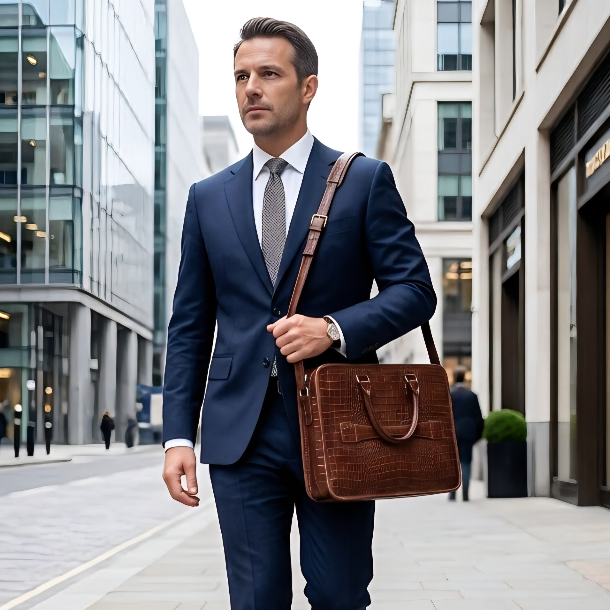 Leather Laptop Bag - Dark Brown