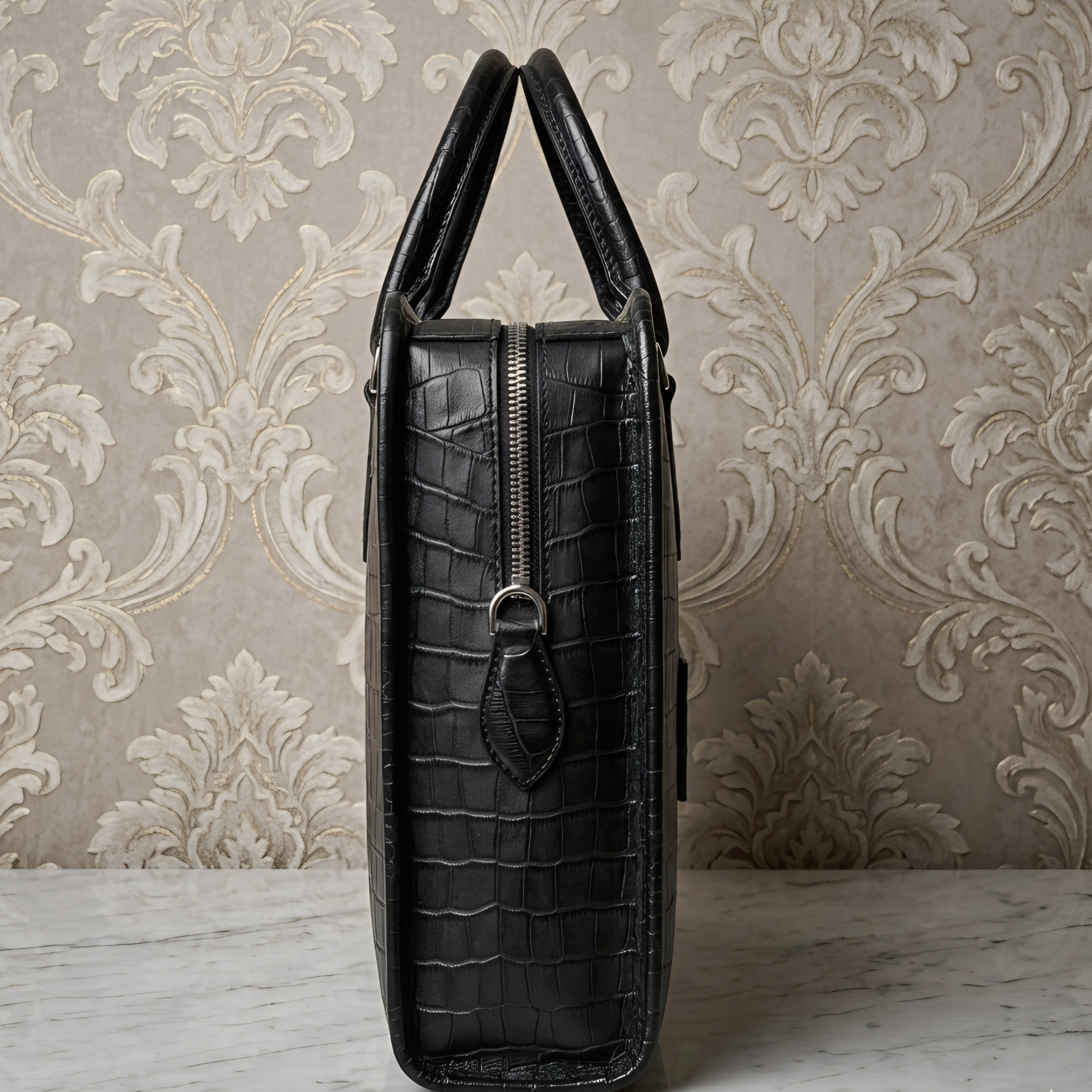 Leather Laptop Bag - Black