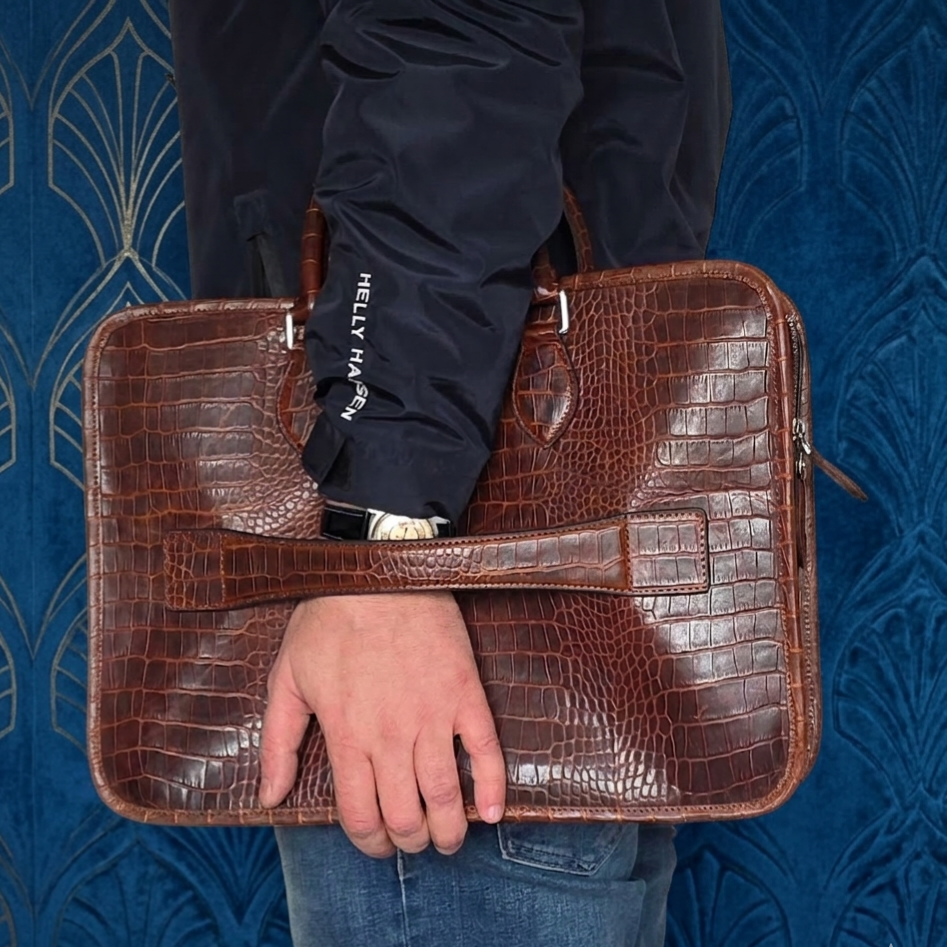 Leather Laptop Bag - Dark Brown