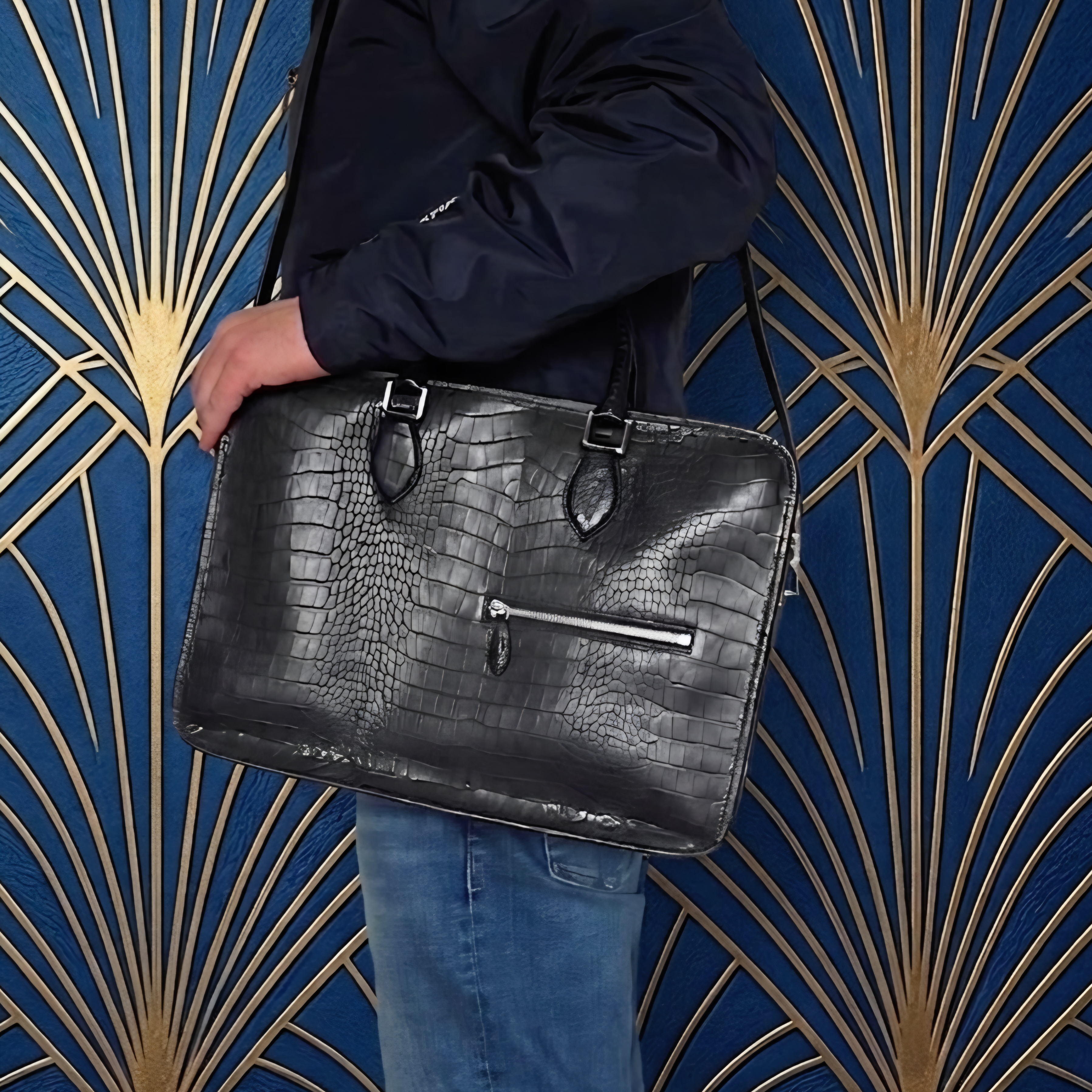 Leather Laptop Bag - Black