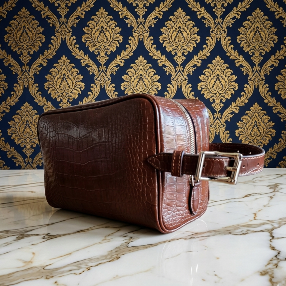 Leather Daffle Bag - Brown