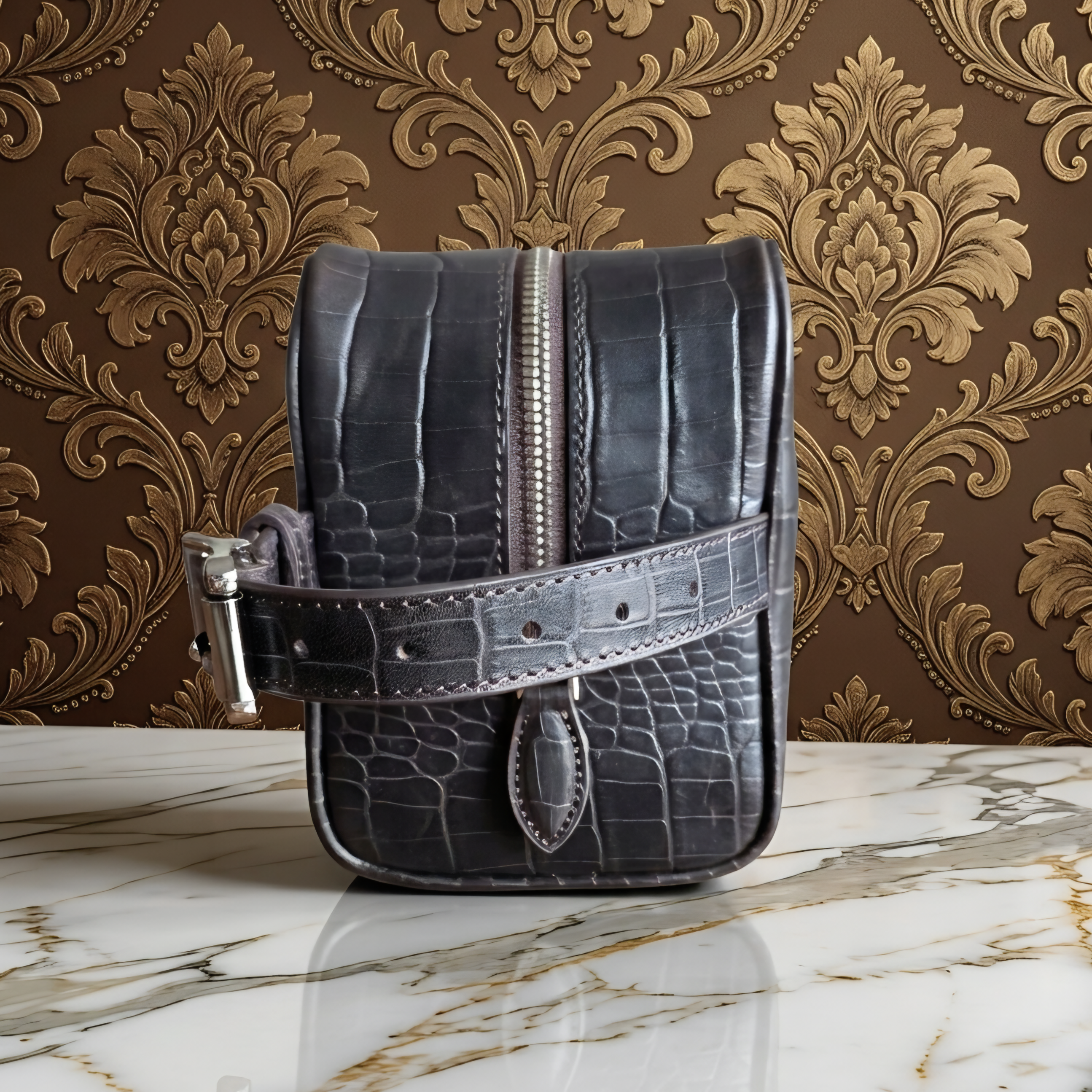 Leather Daffle Bag - Dark Brown