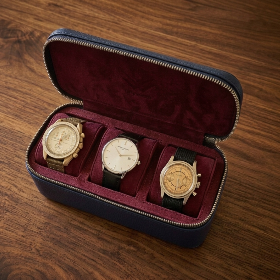 Anok Watch Travel Case for 3 / D. Blue - Burgundy