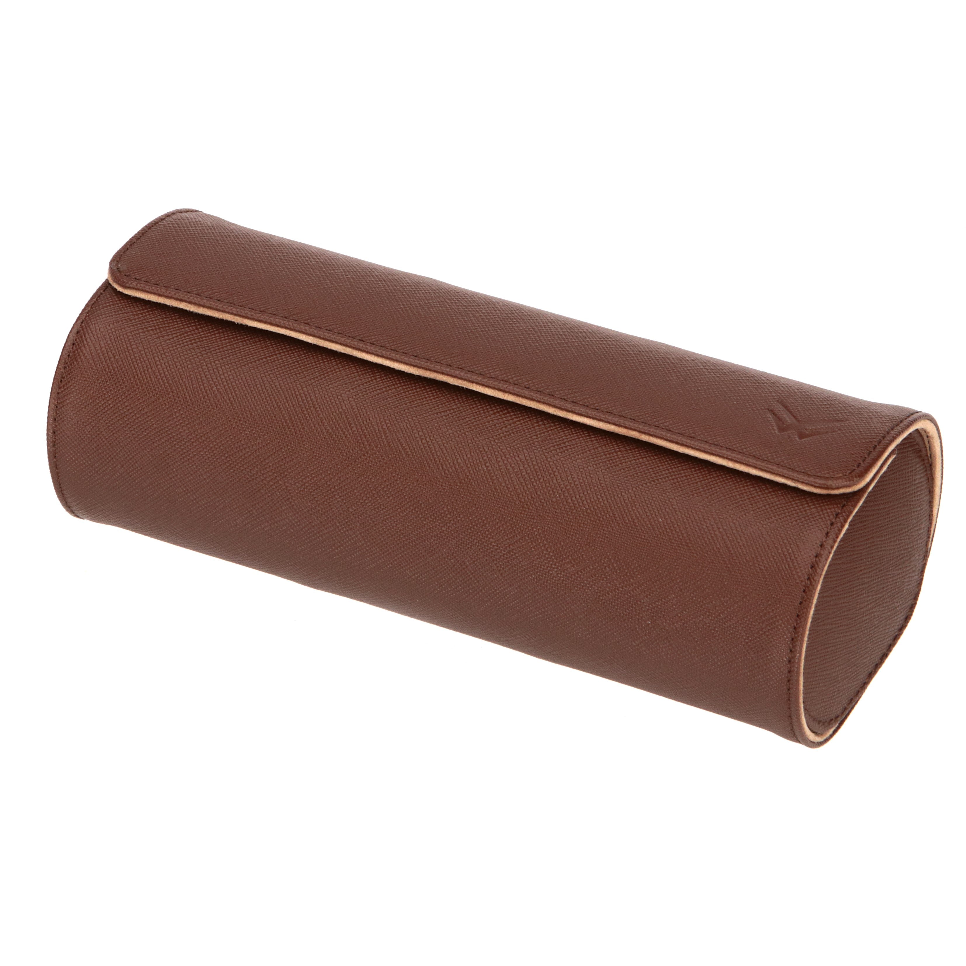 Angora Leather Watch Roll for 3 - Brown / Mocha