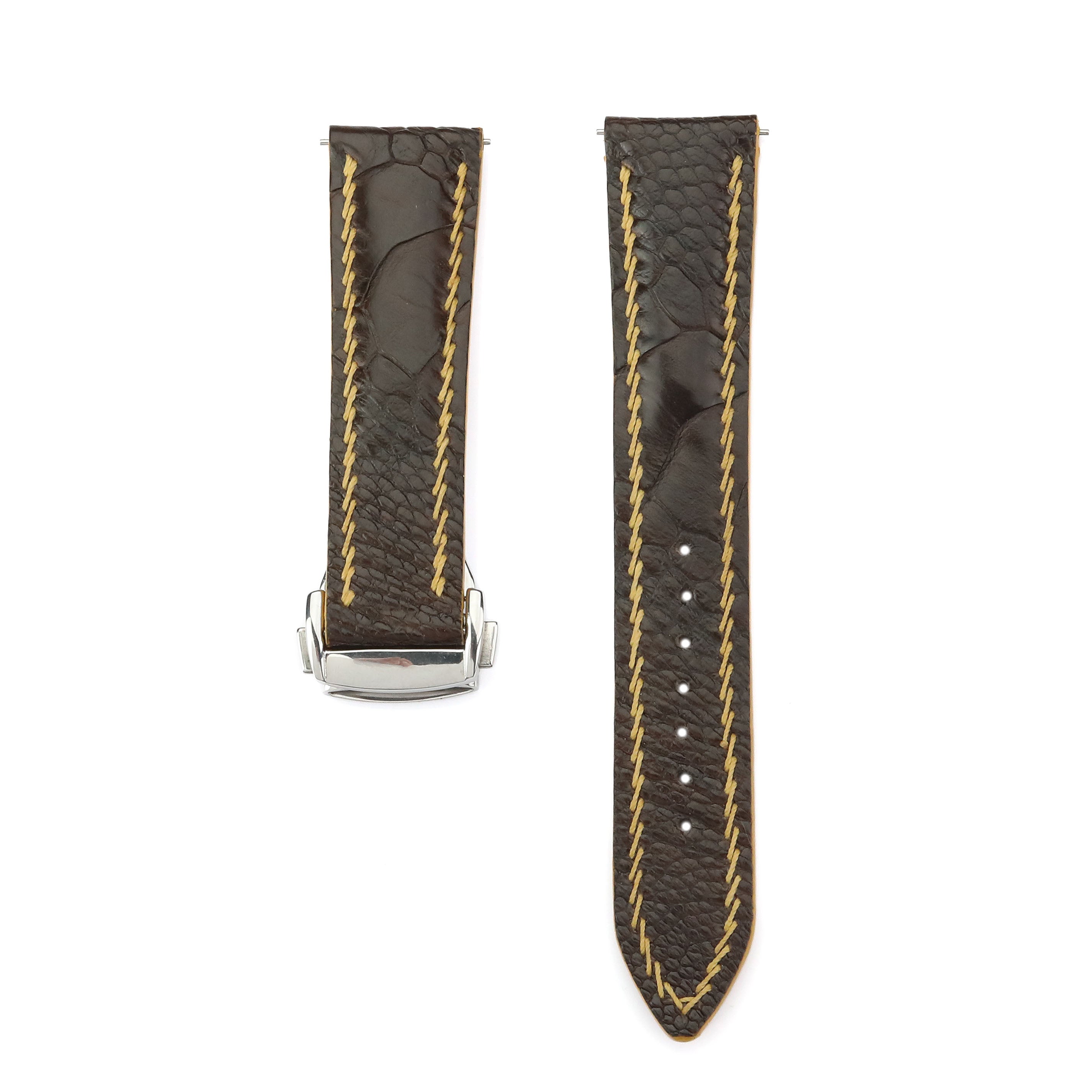 Spanish Style Ostrich Leather Strap - Brown