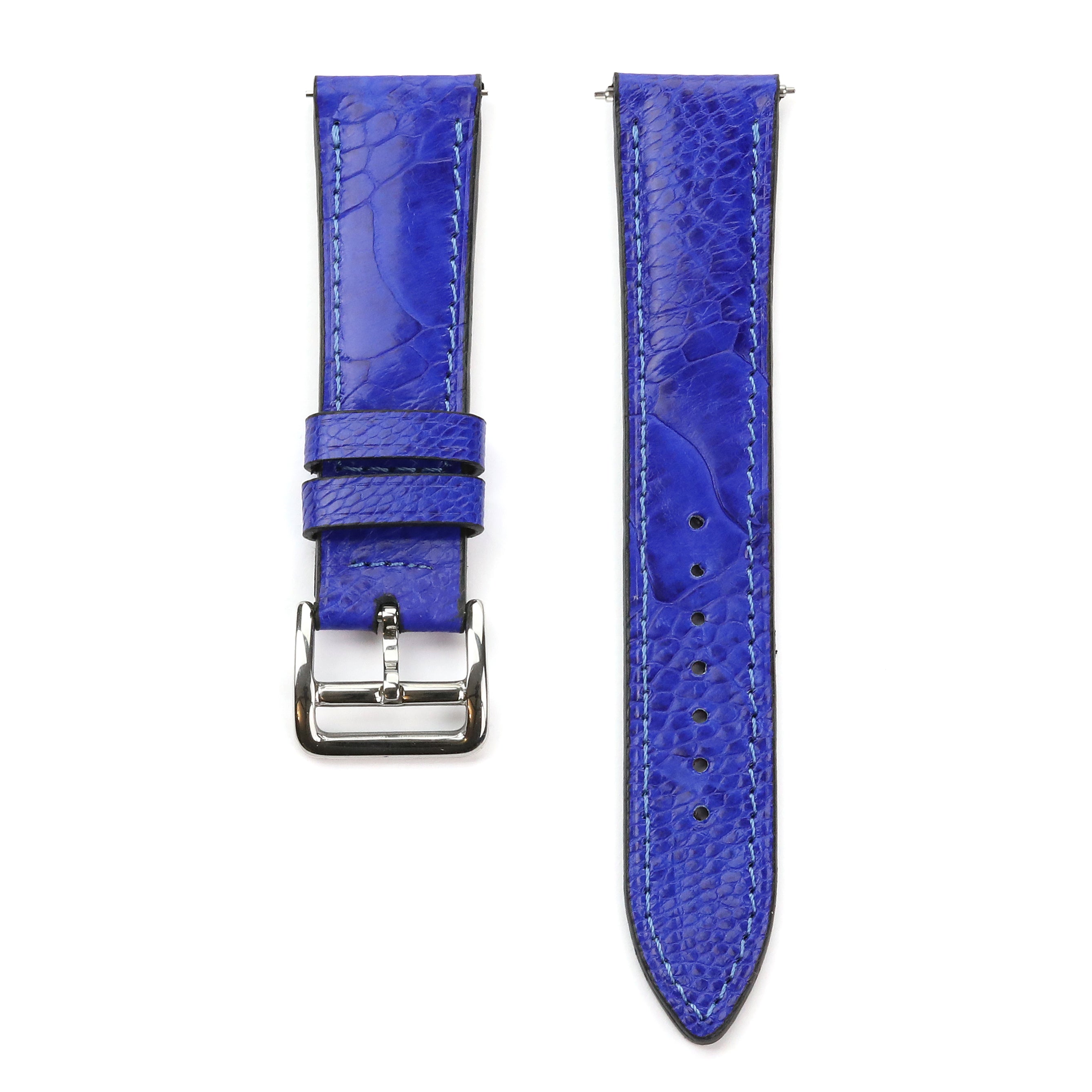 Ostrich Leather Strap - Blue