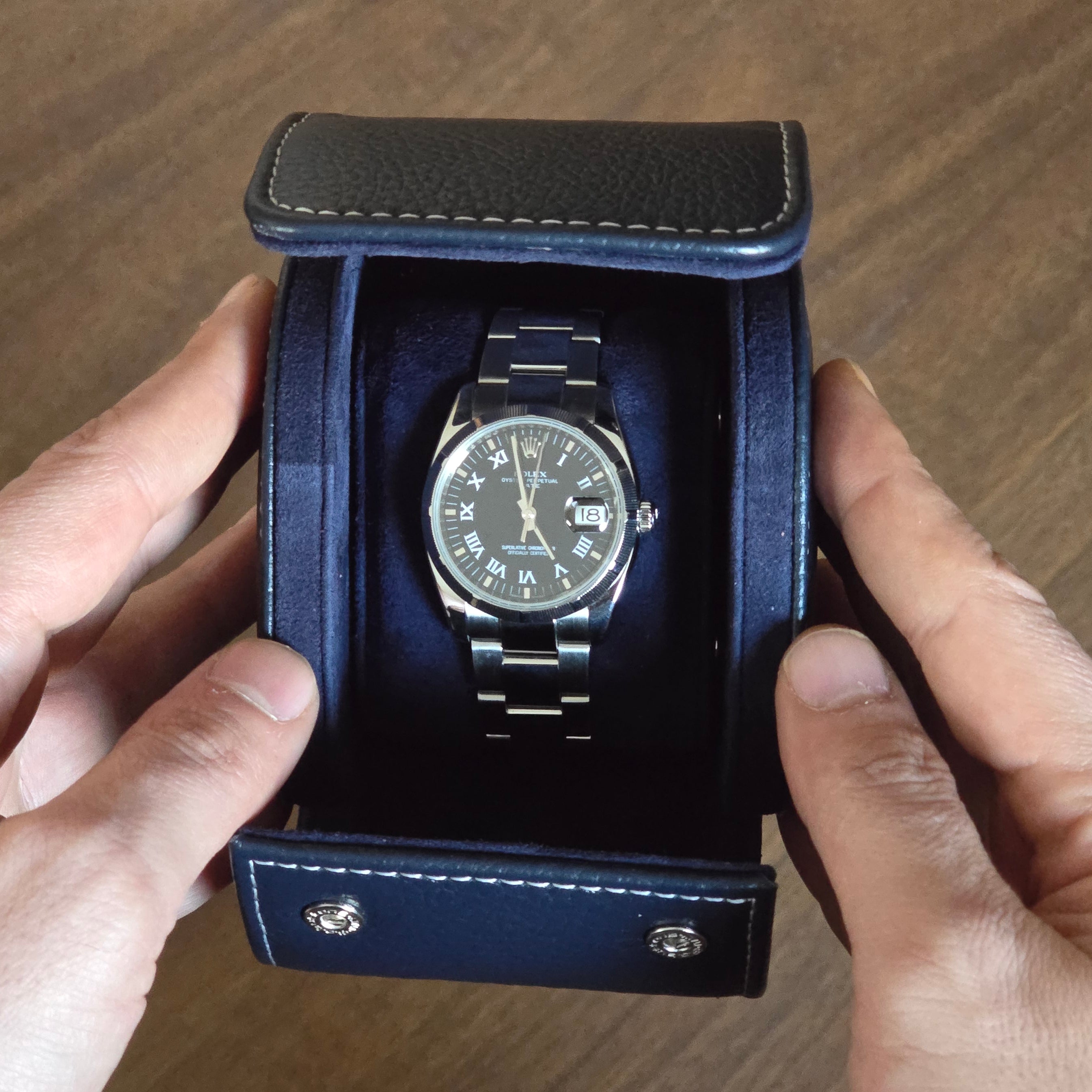 Toro Leather Watch Roll for 1 - D. Blue