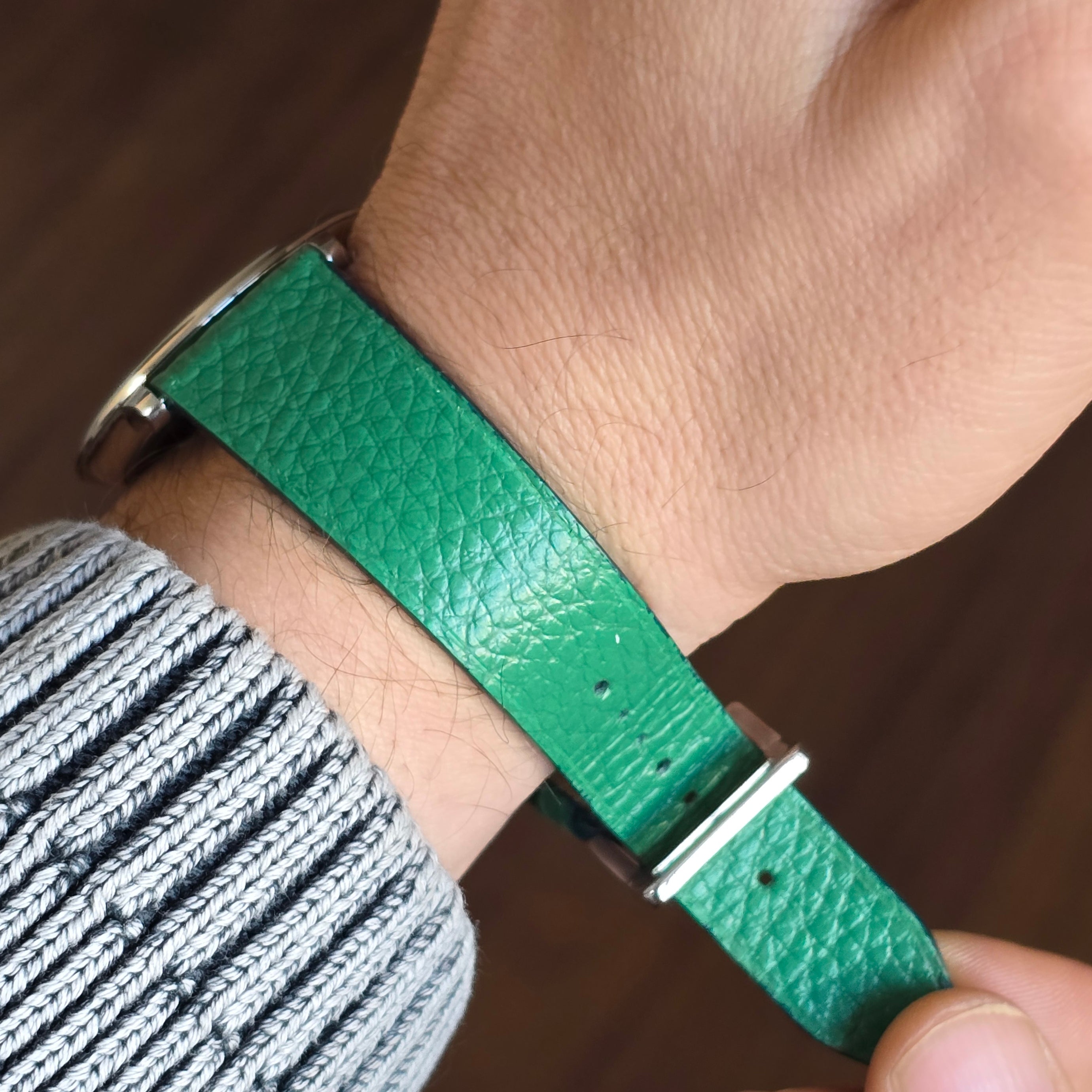 Embossed Leather Strap - Green