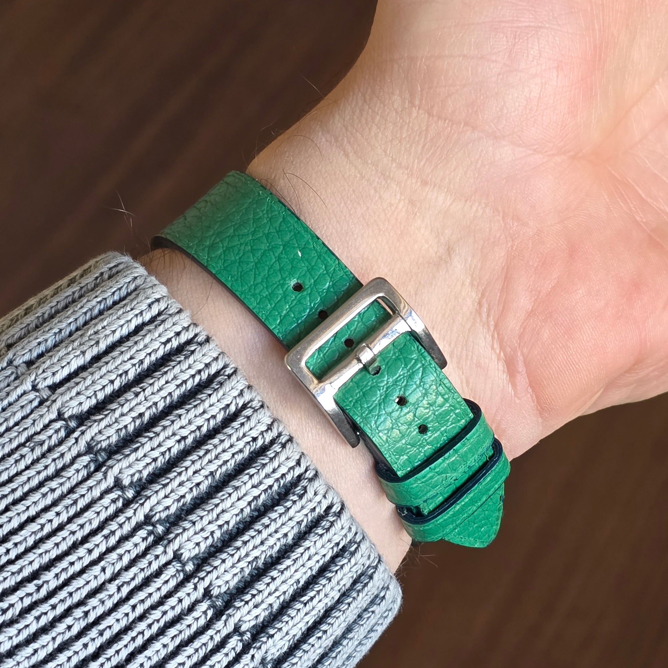 Embossed Leather Strap - Green