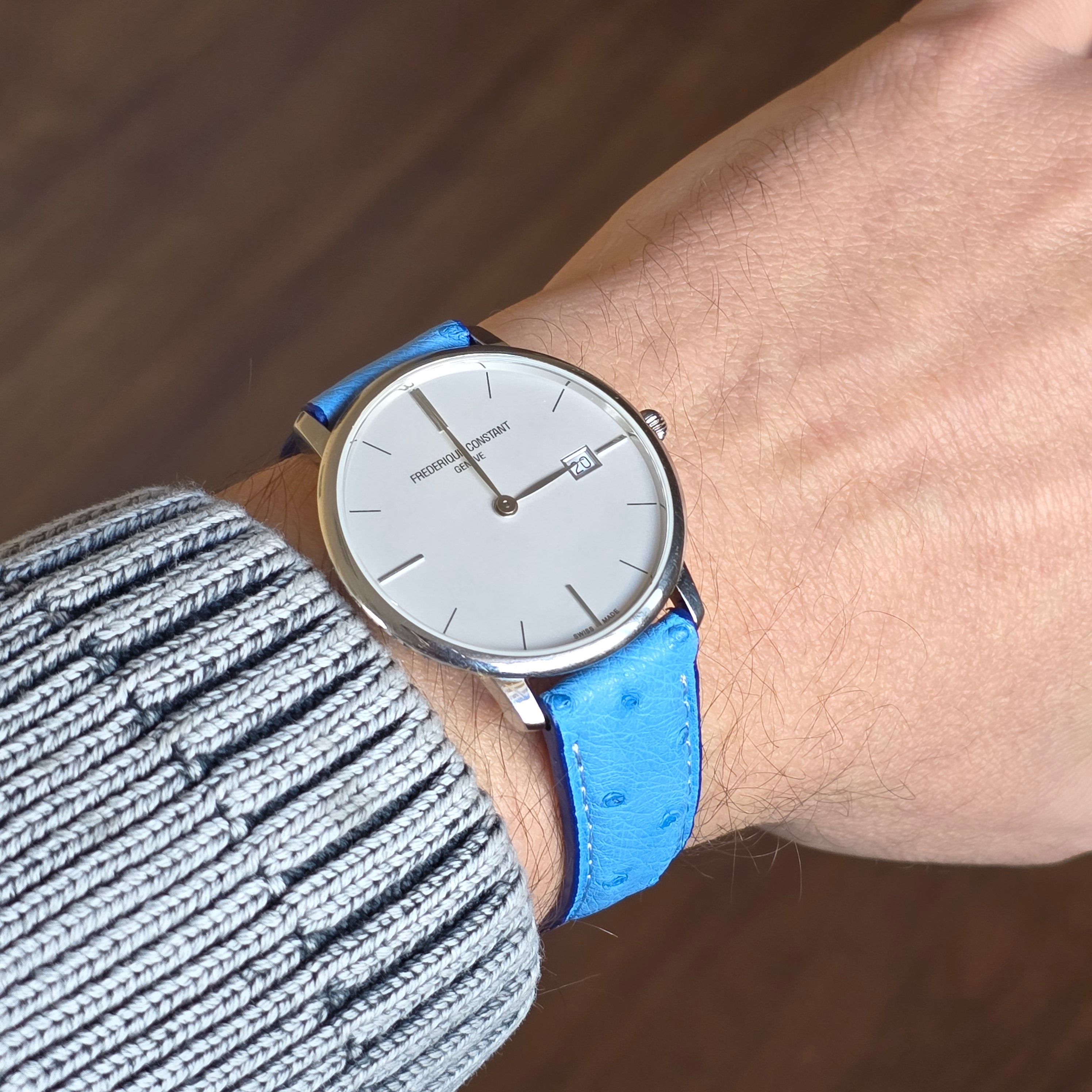 Ostrich Leather Strap - Blue