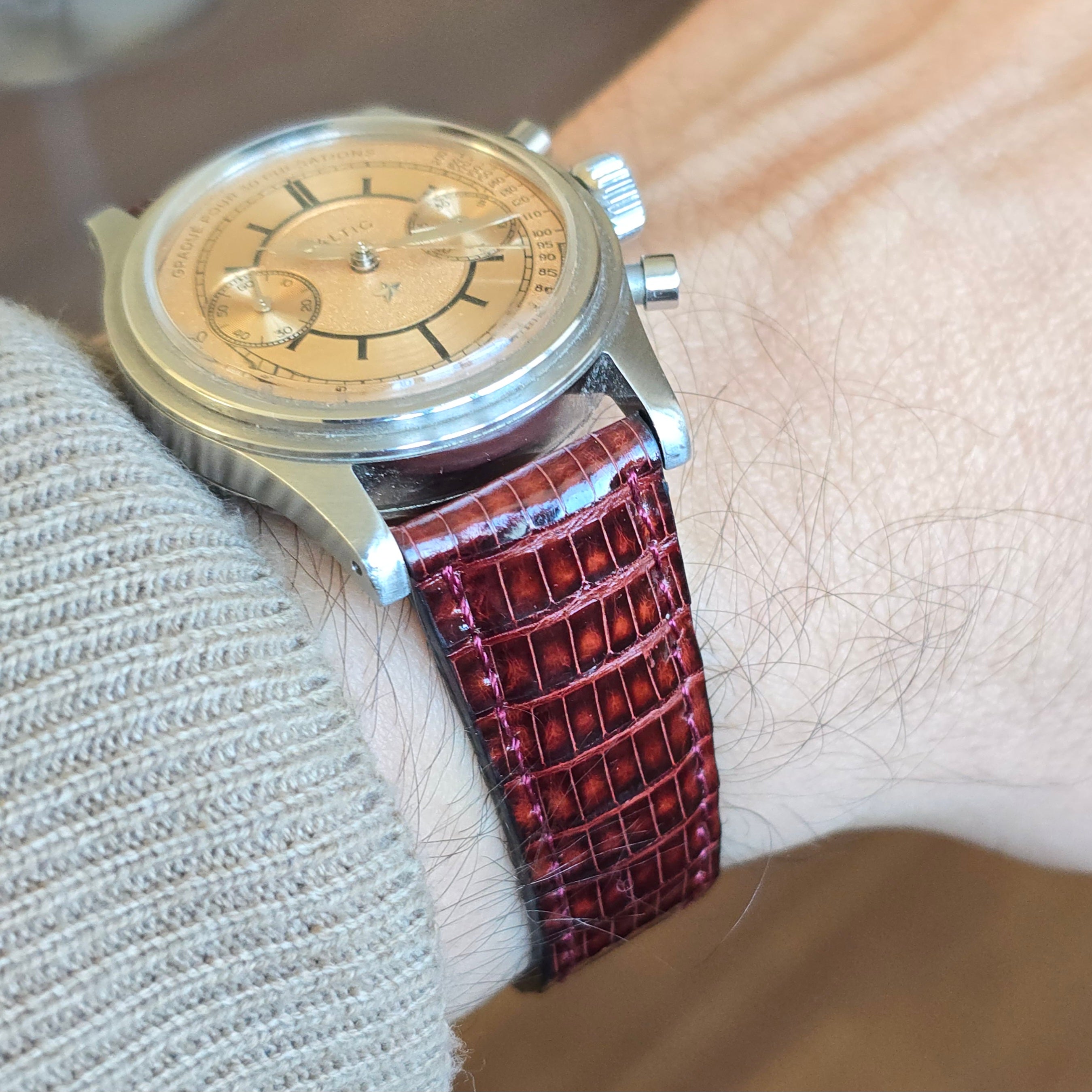 Lizard Leather Watch Strap - Burgundy