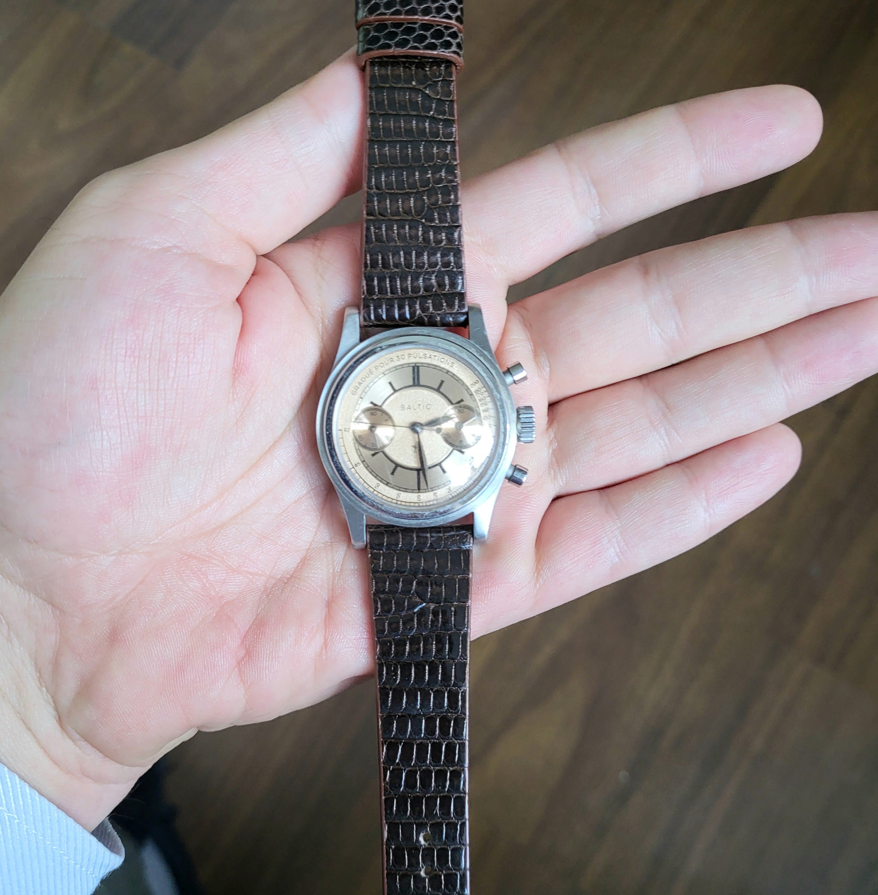 Lizard Slim Leather Watch Strap - Brown