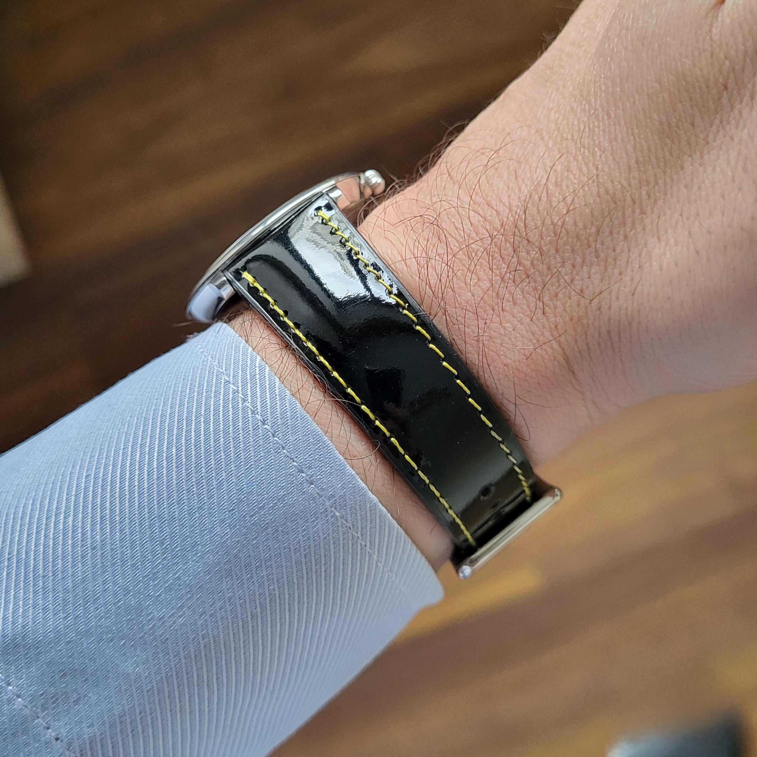 Patent Leather Strap - Black / Yellow