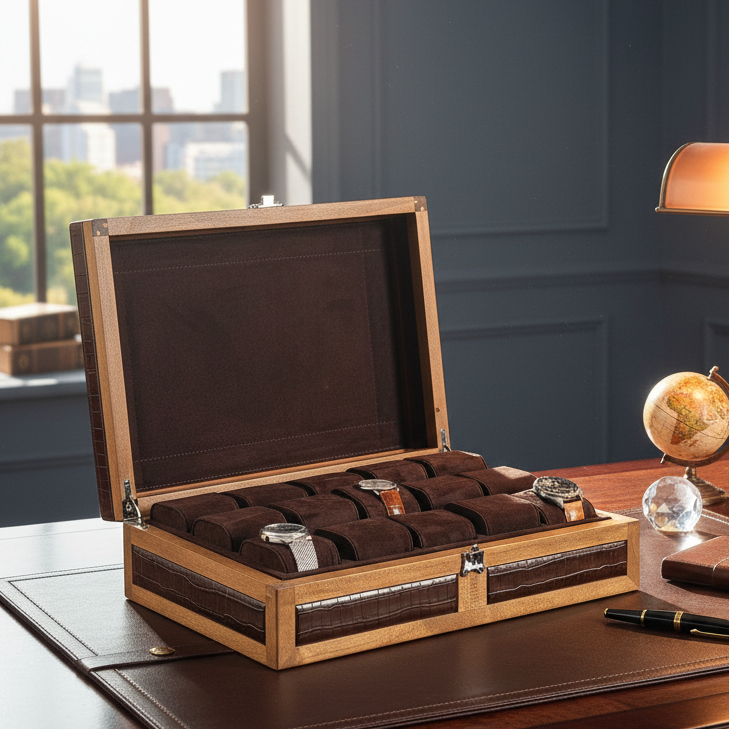 Heritage Wooden Watch Box for 15 / Brown