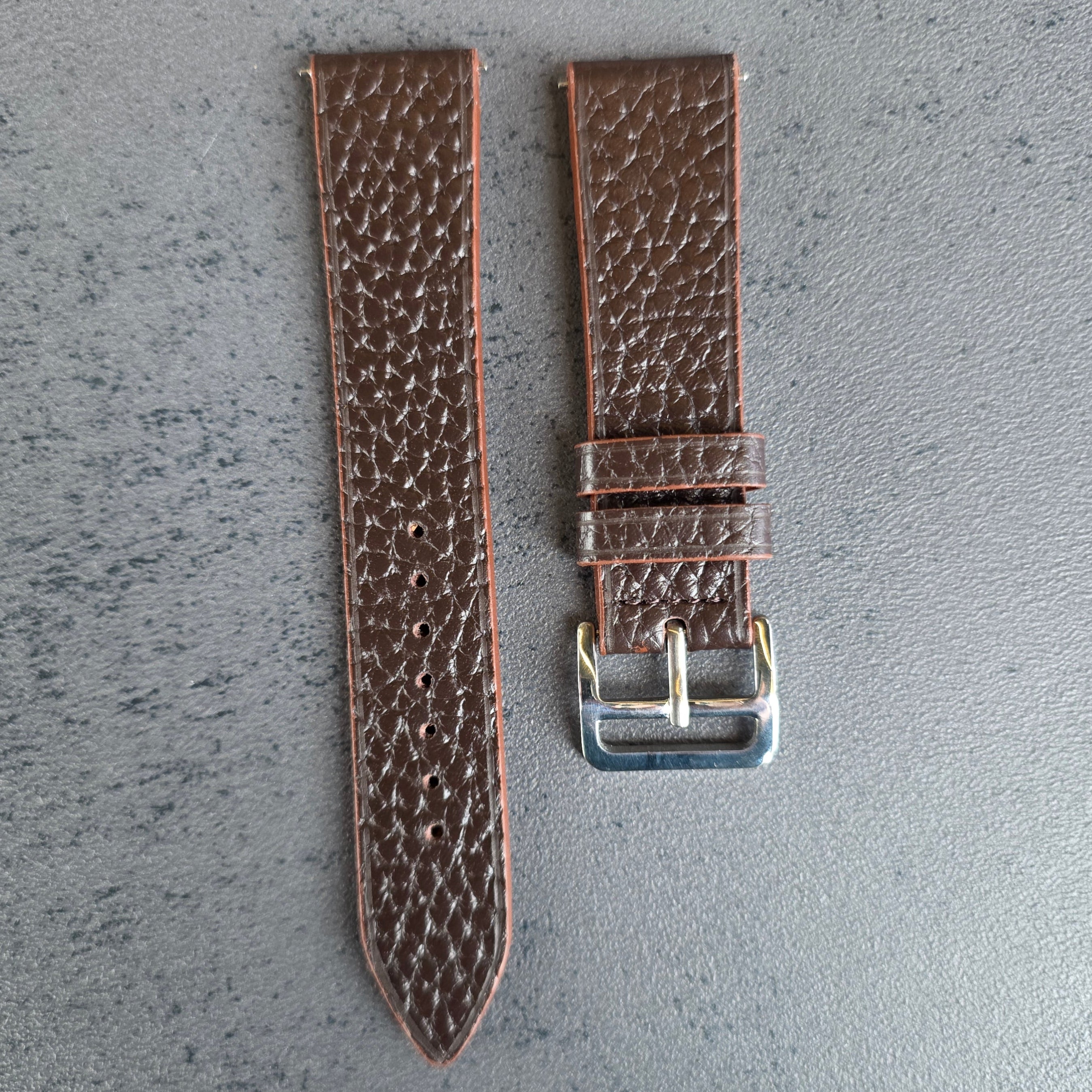 Embossed Leather Strap - Brown