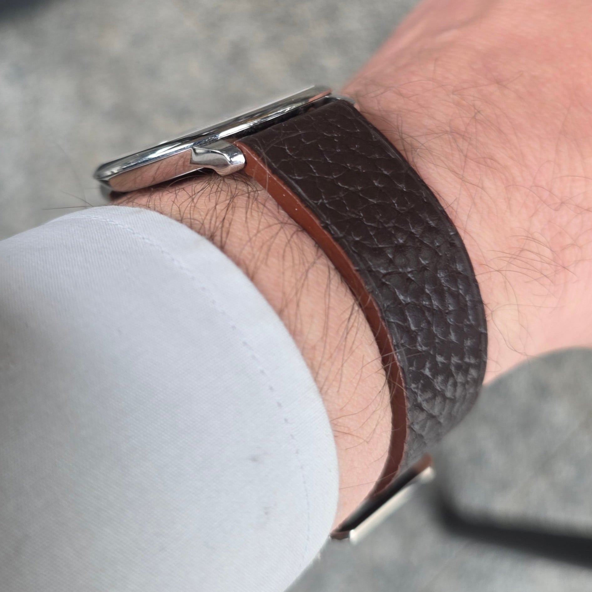 Embossed Leather Strap - Brown