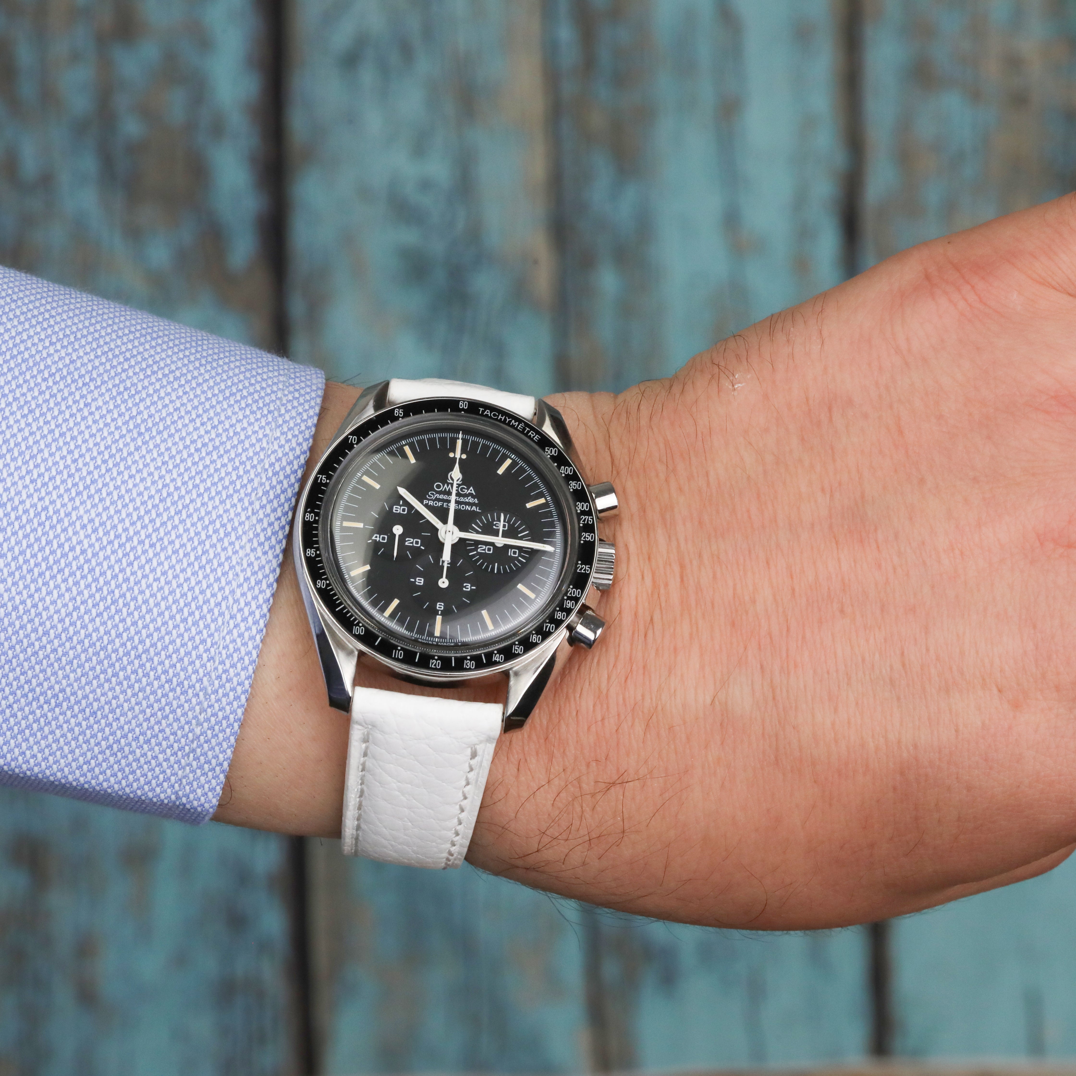 Embossed Leather Strap - White