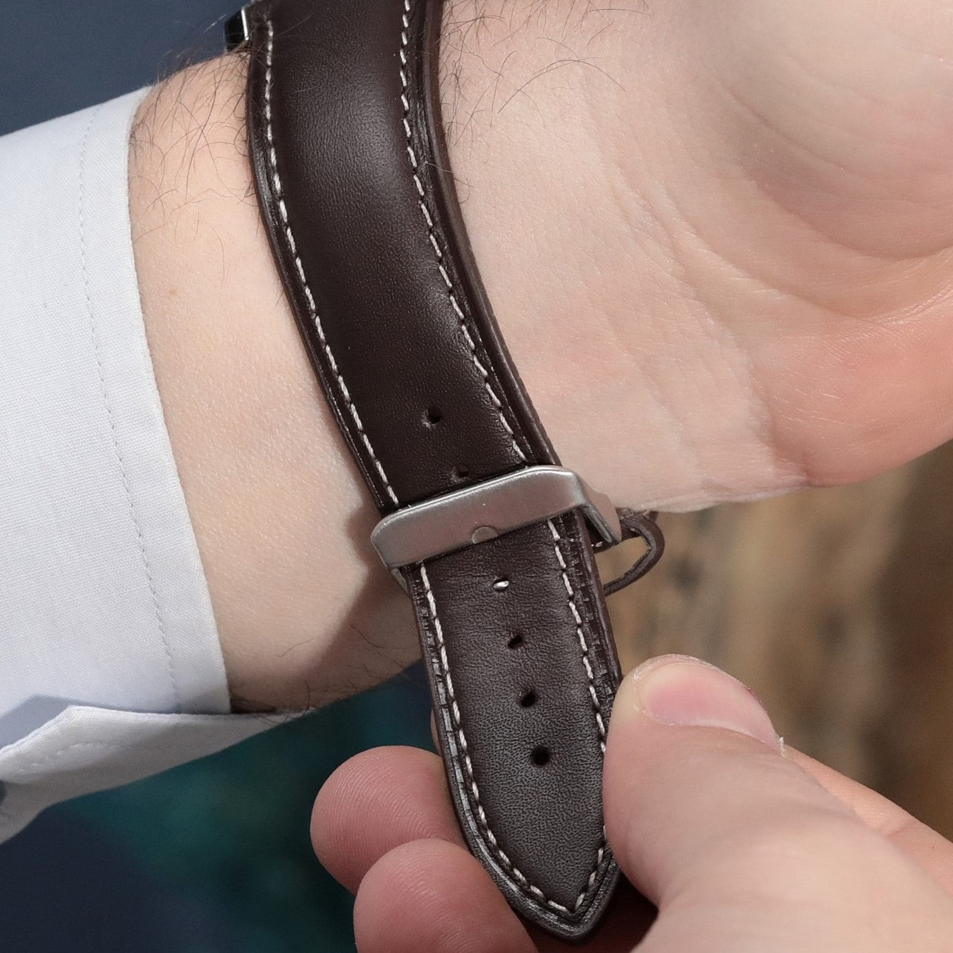 Apple Watch Compatible Leather Strap - Brown