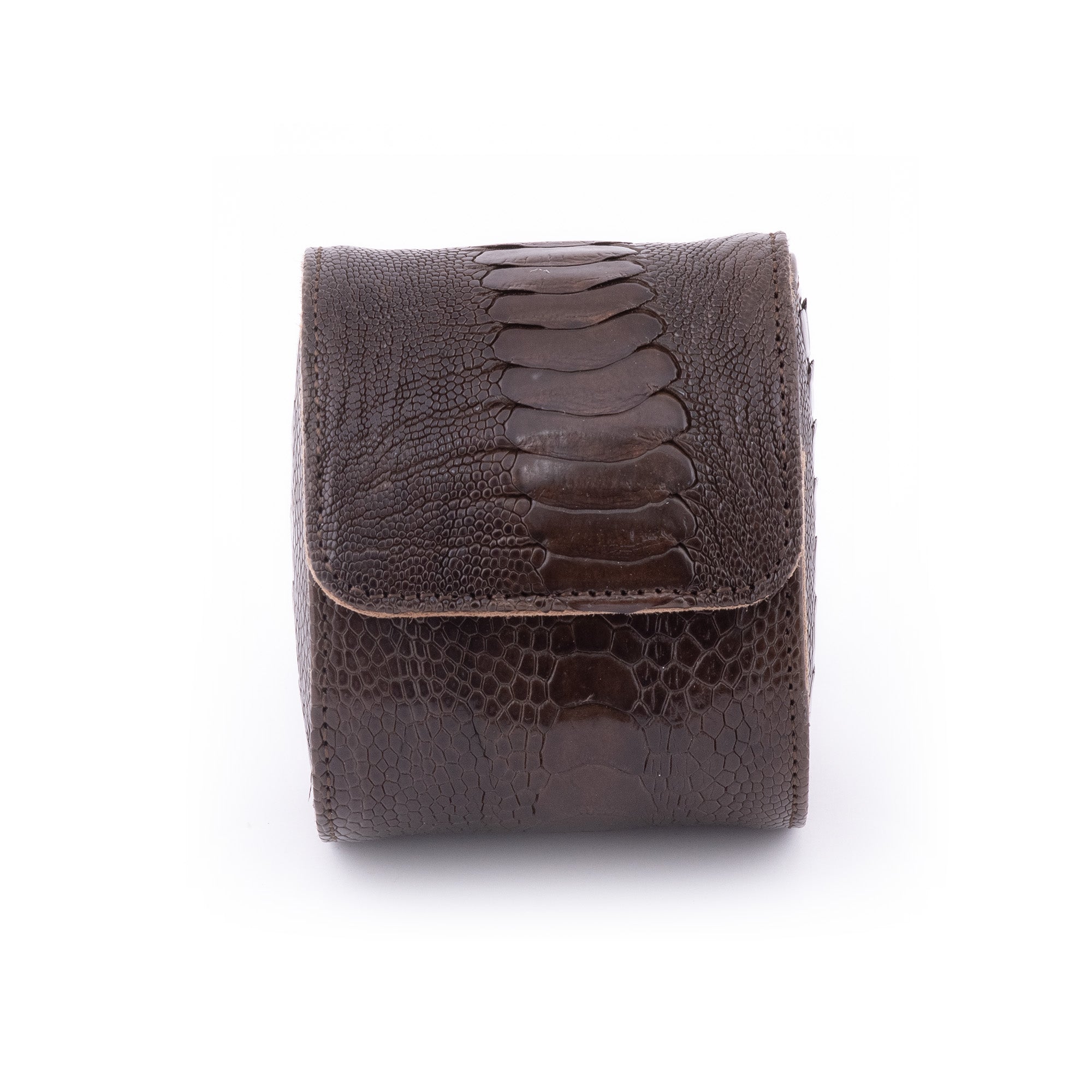 Toro Ostrich Leather Watch Roll for 1 - Brown