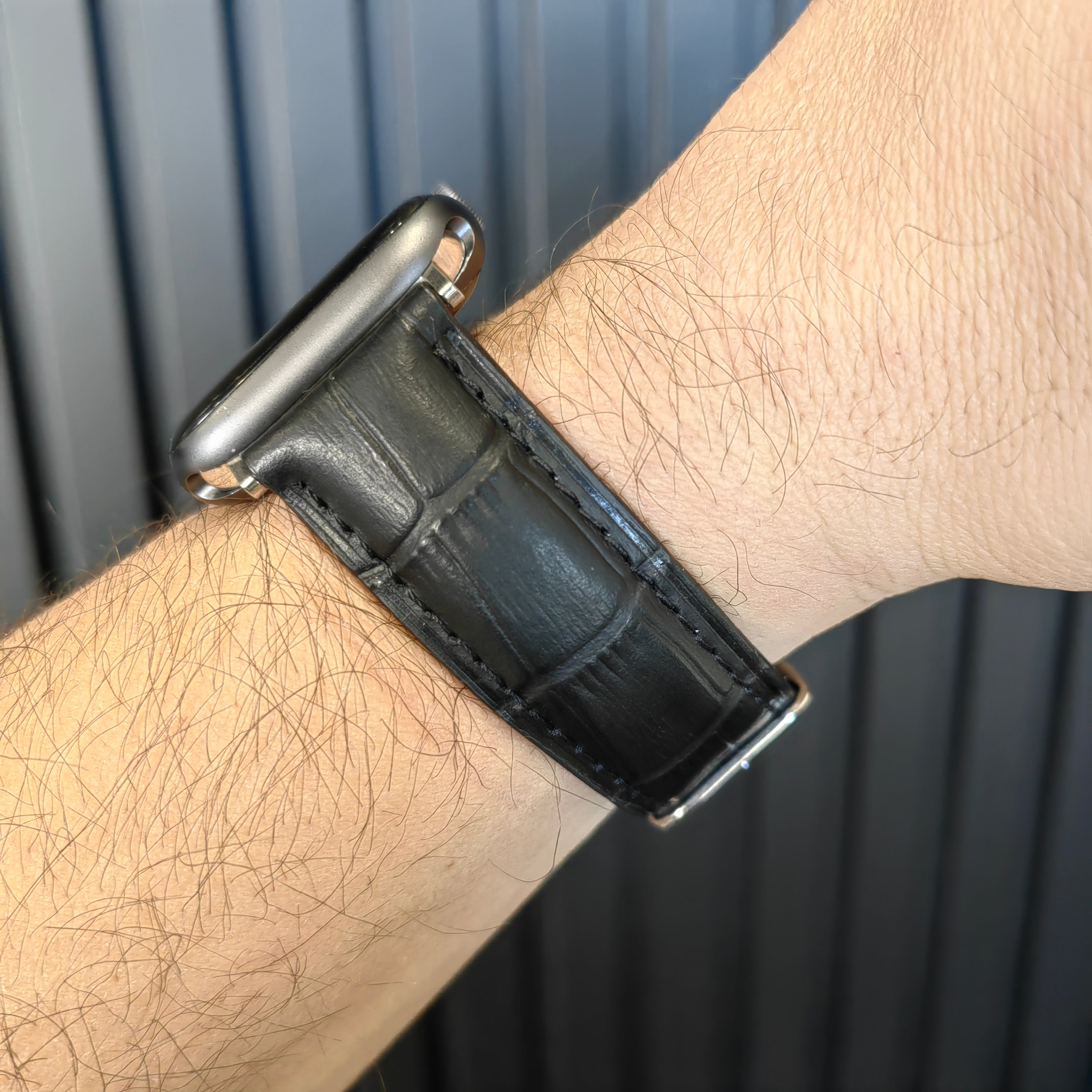 Apple Watch Compatible Leather Strap - Black