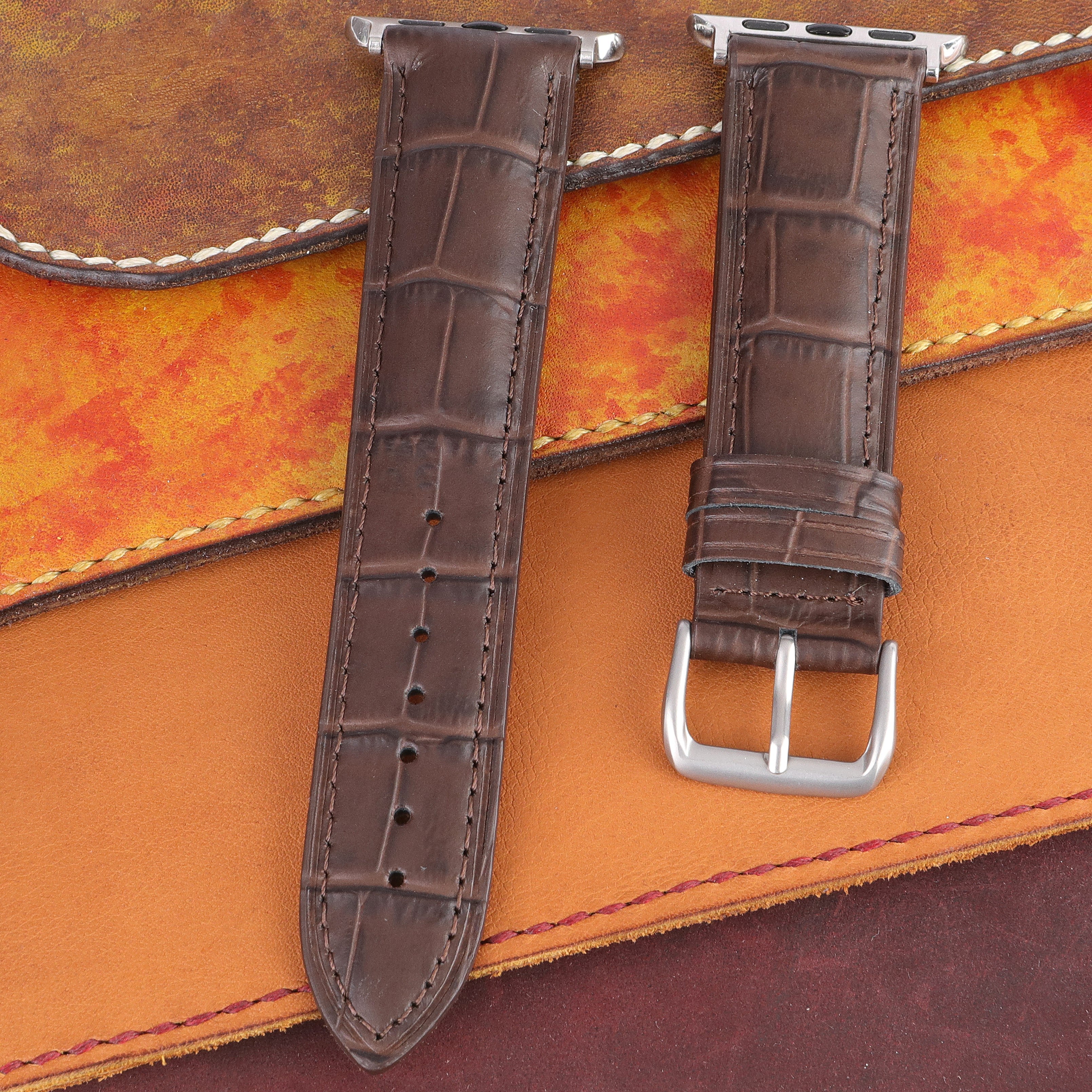 Apple Watch Compatible Leather Strap - Brown