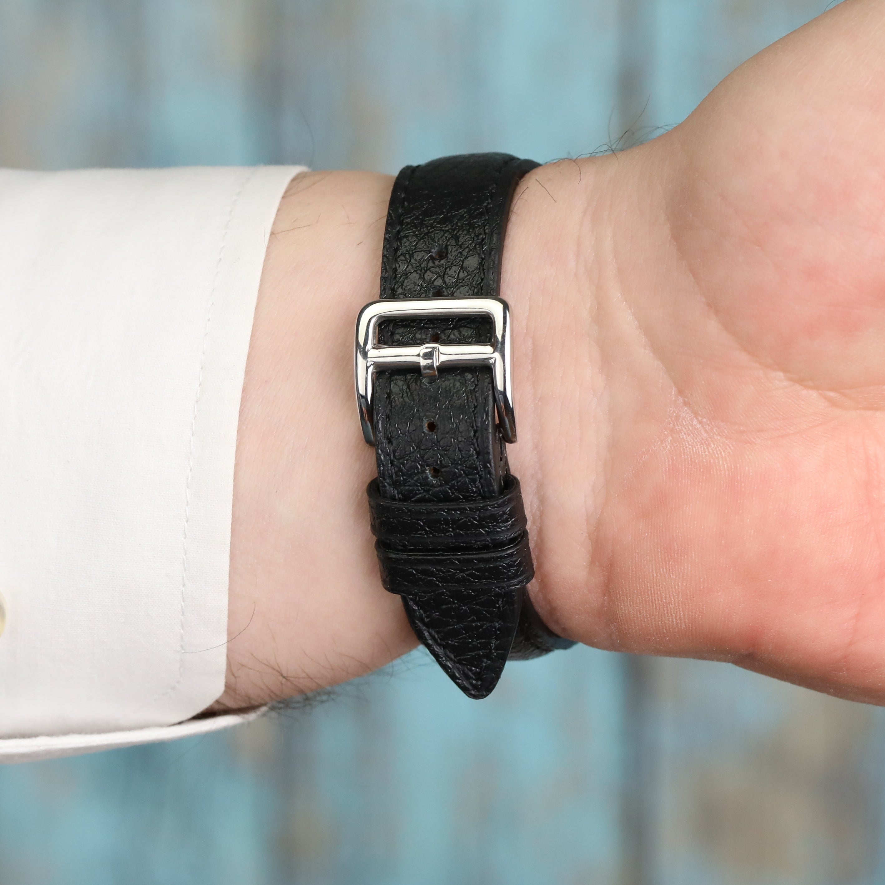 Embossed Leather Strap - Black