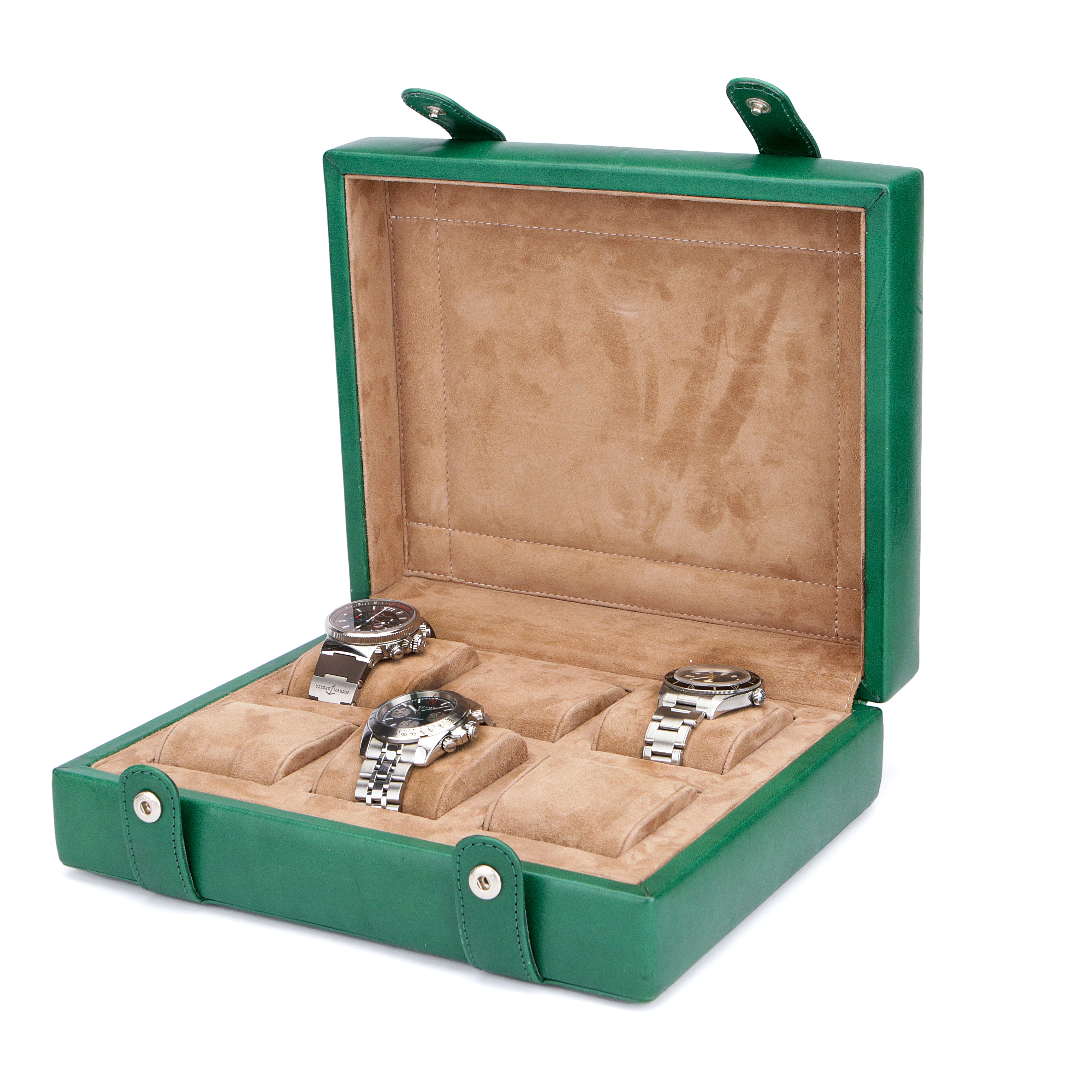 Leather Watch Box for 6 / Green