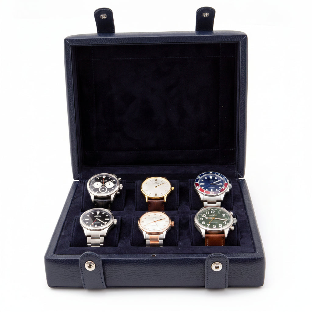 Arca Temporis Leather Watch Box for 6 / D.Blue