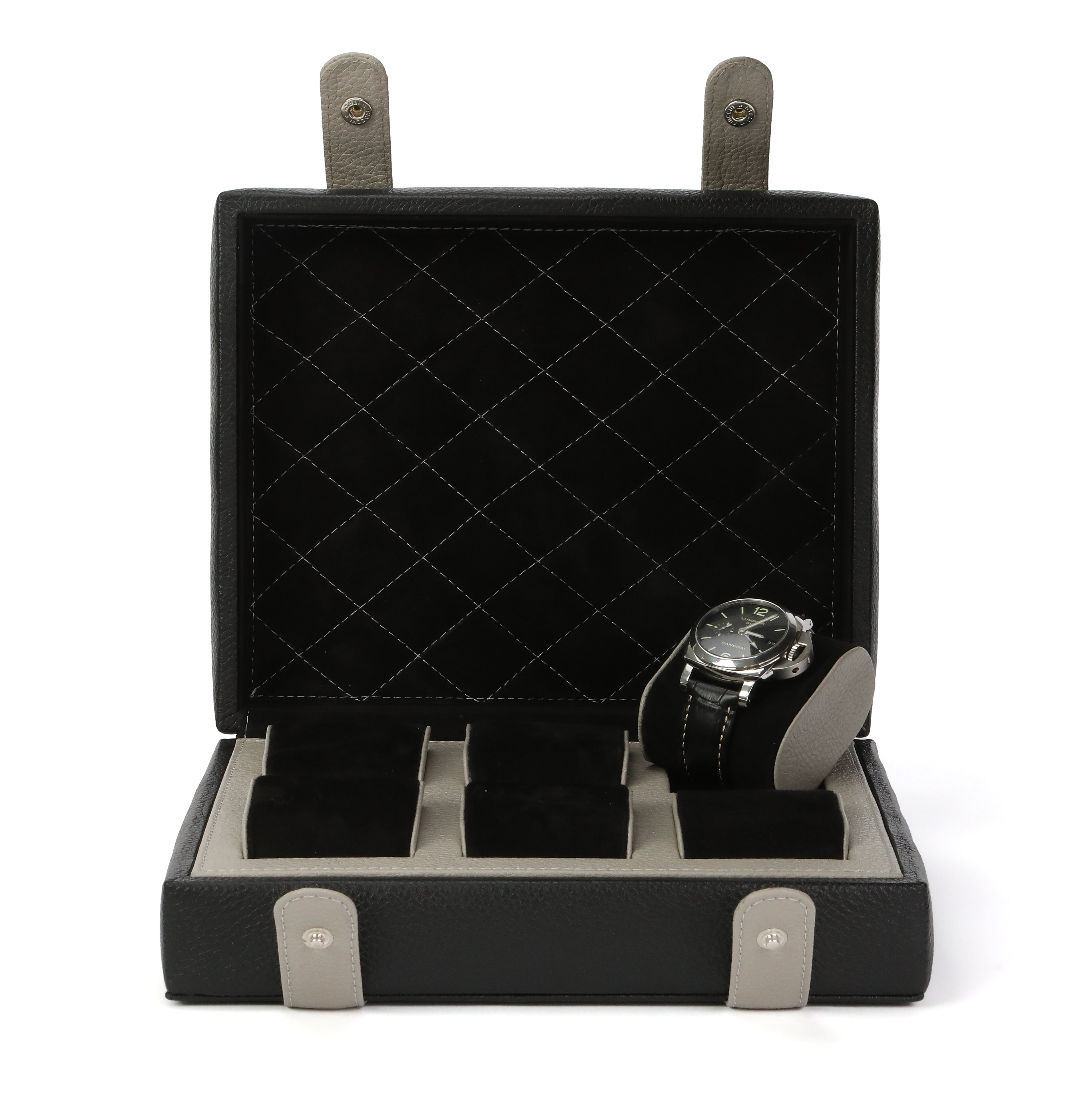 Arca Temporis Leather Watch Box for 6 / Black - Beige