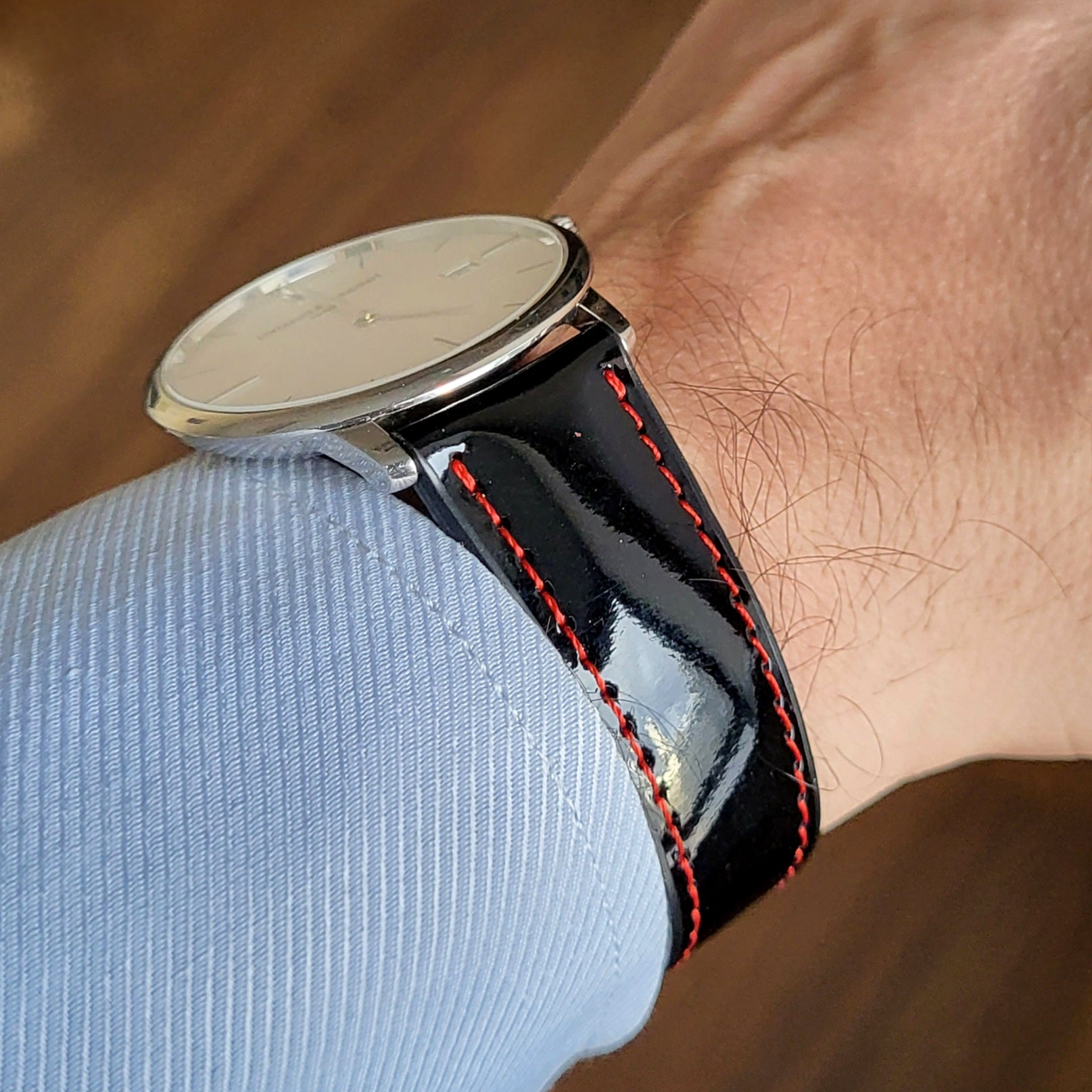 Patent Leather Strap - Black / Red