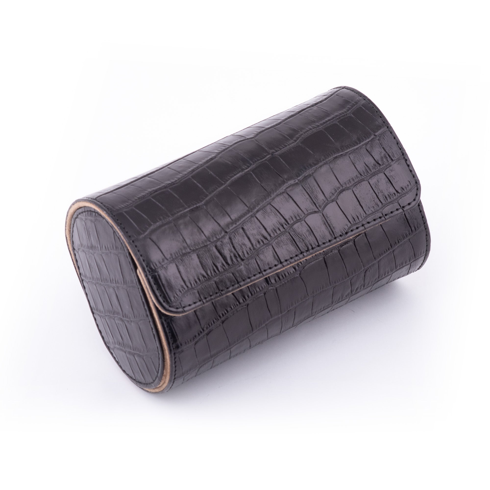 Lusse Leather Watch Roll for 2 - Black