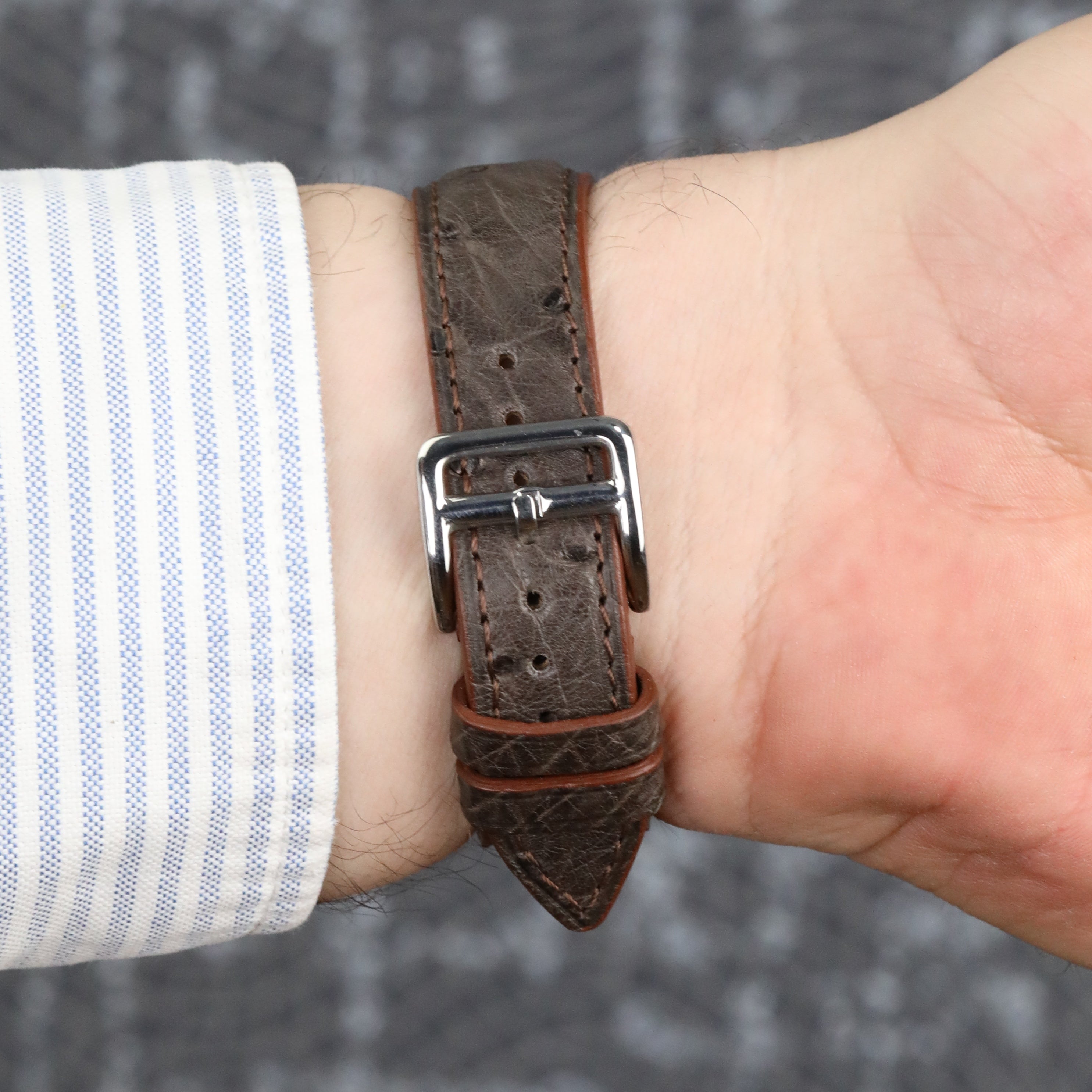 Ostrich Leather Strap - Brown